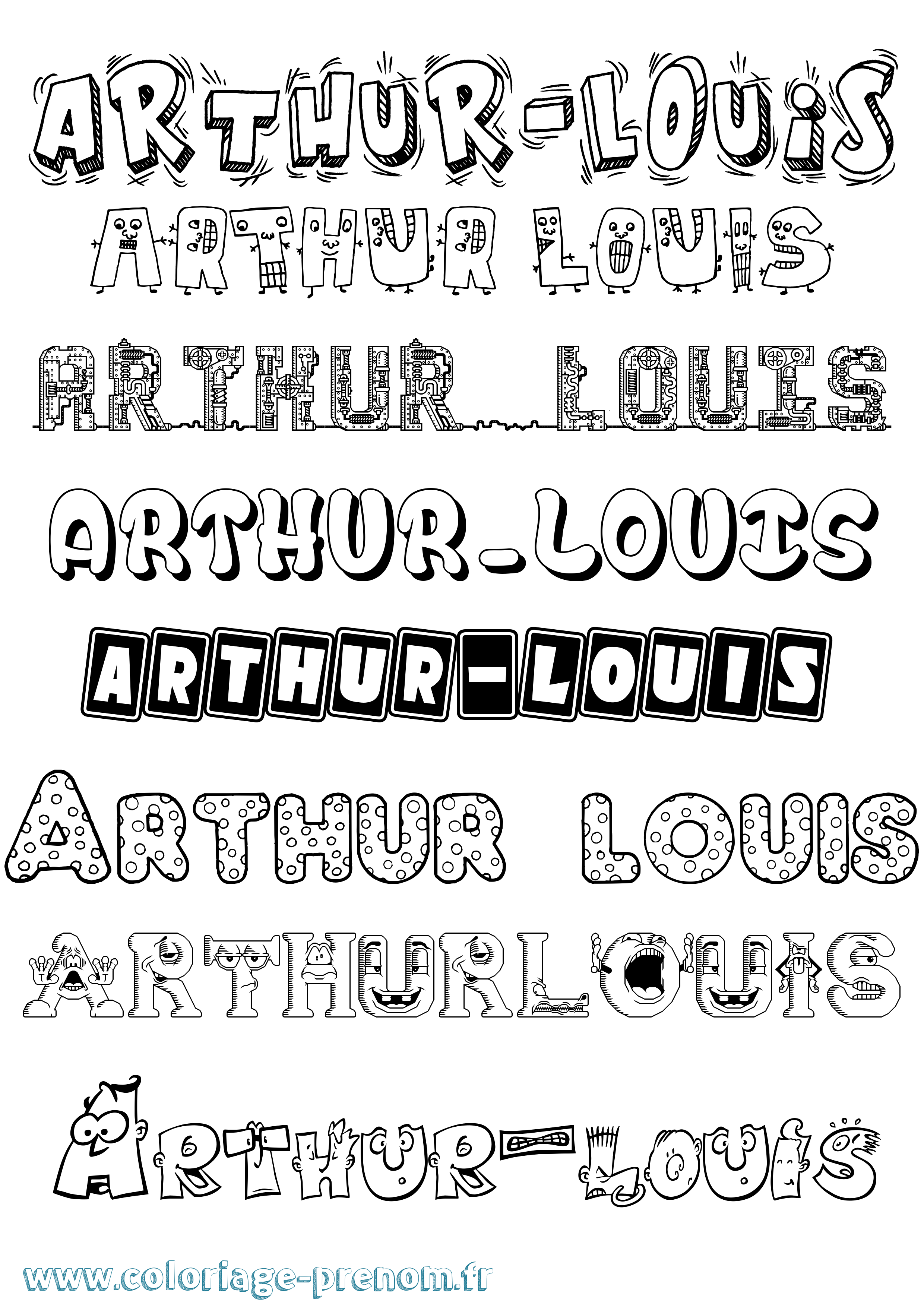 Coloriage Arthur-Louis Fun Coloriage prénom Arthur-Louis Fun