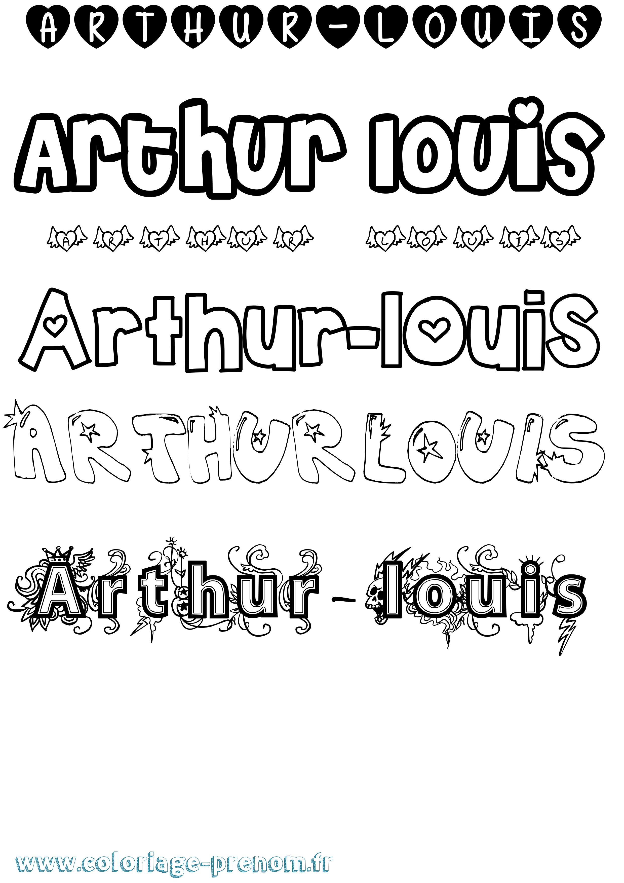 Coloriage Arthur-Louis Girly Coloriage prénom Arthur-Louis Girly
