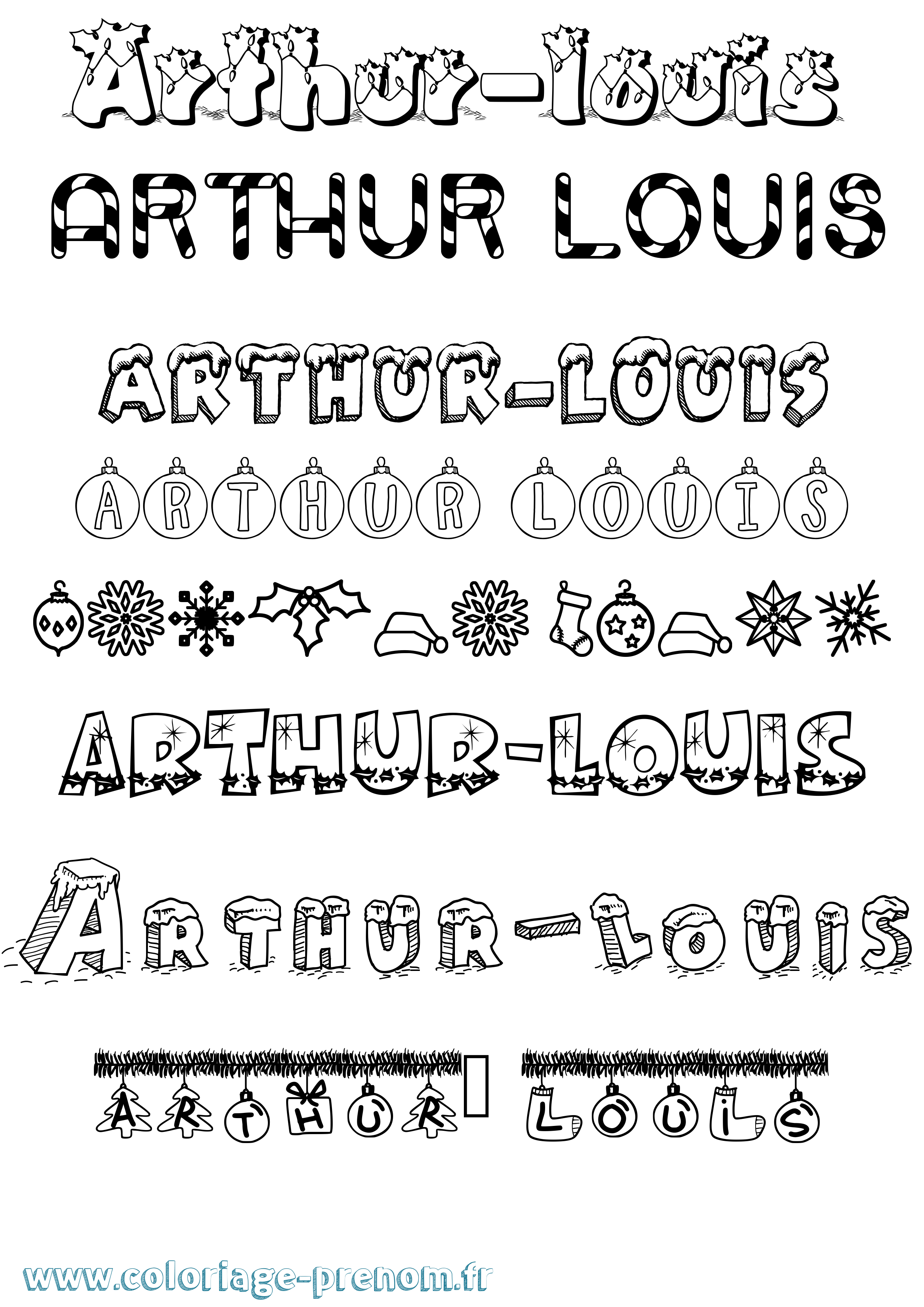 Coloriage Arthur-Louis Noël Coloriage prénom Arthur-Louis Noël