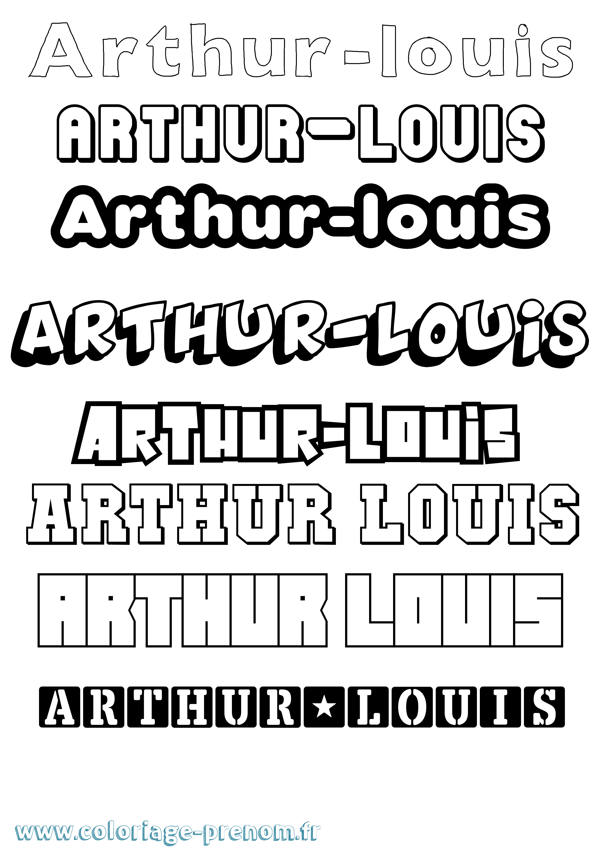 Coloriage Arthur-Louis Simple Coloriage prénom Arthur-Louis Simple
