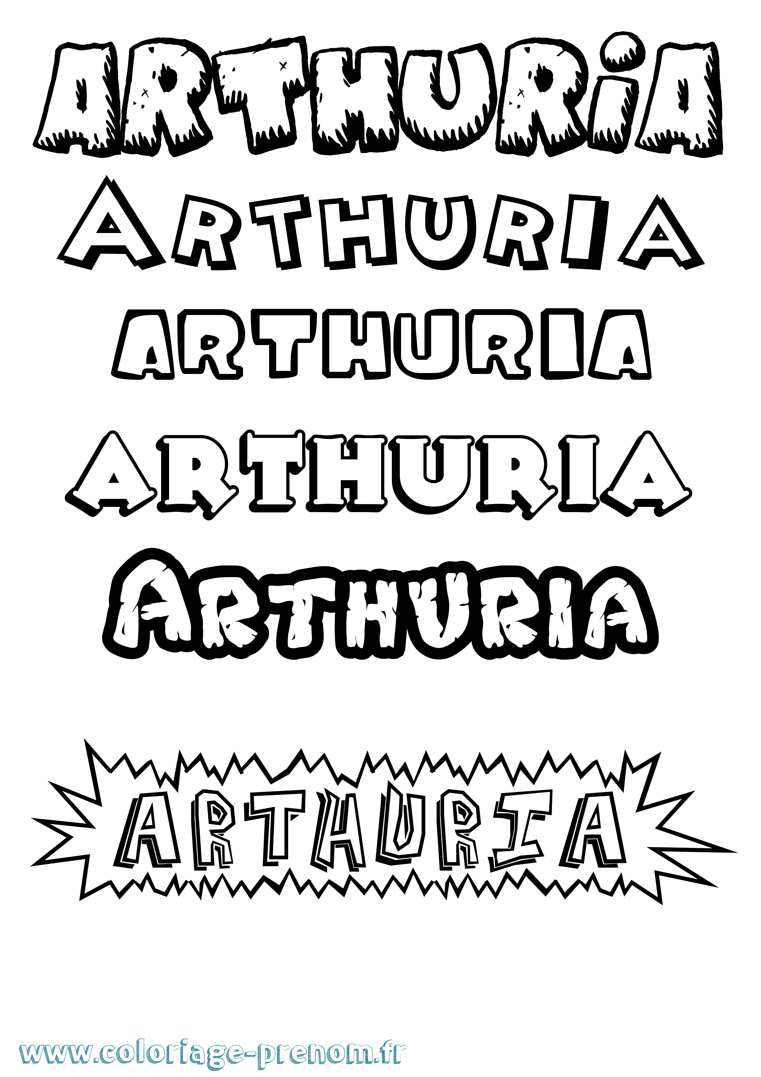 Coloriage Arthuria Dessin Animé Coloriage prénom Arthuria Dessin Animé