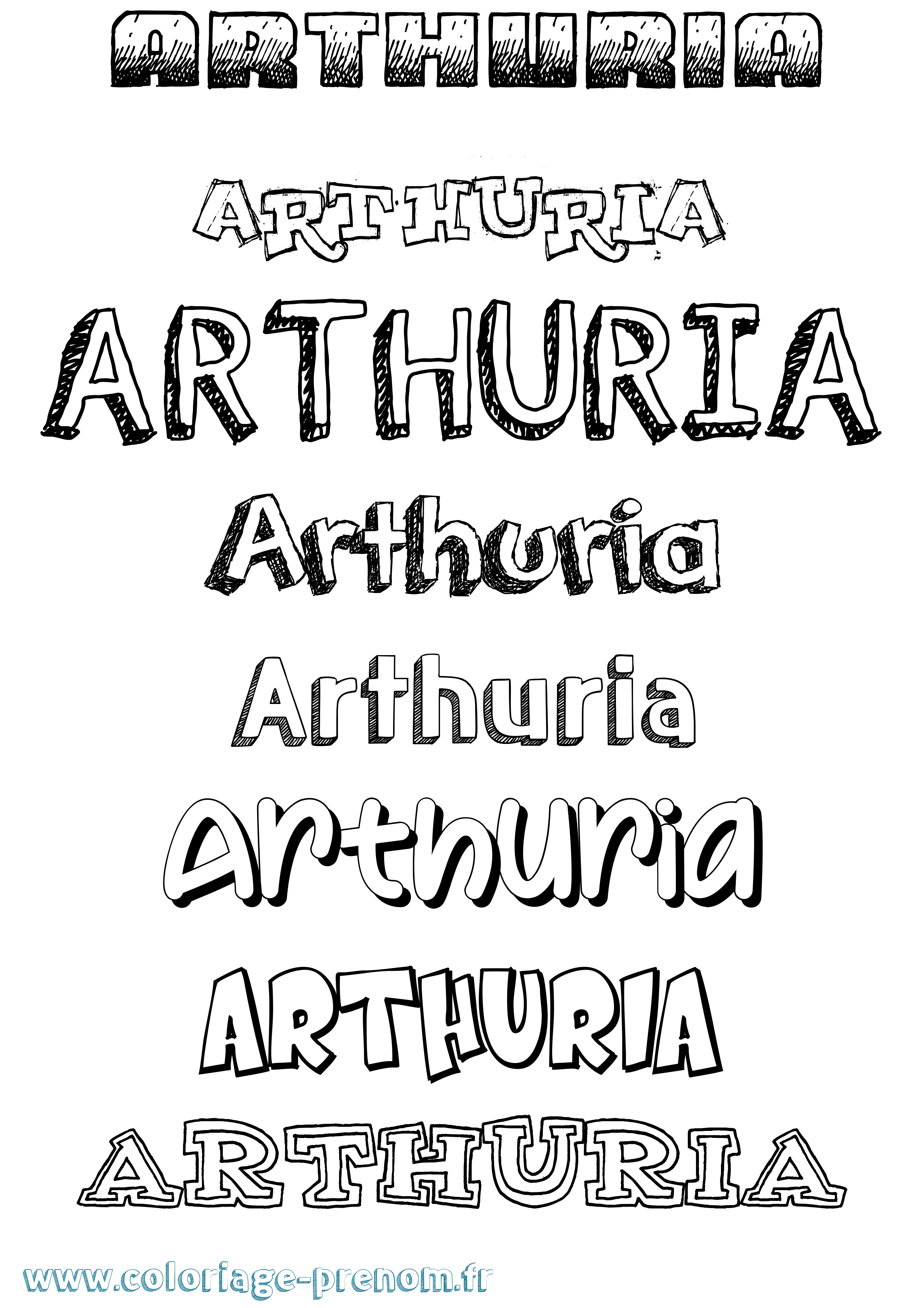 Coloriage prénom Arthuria Dessiné