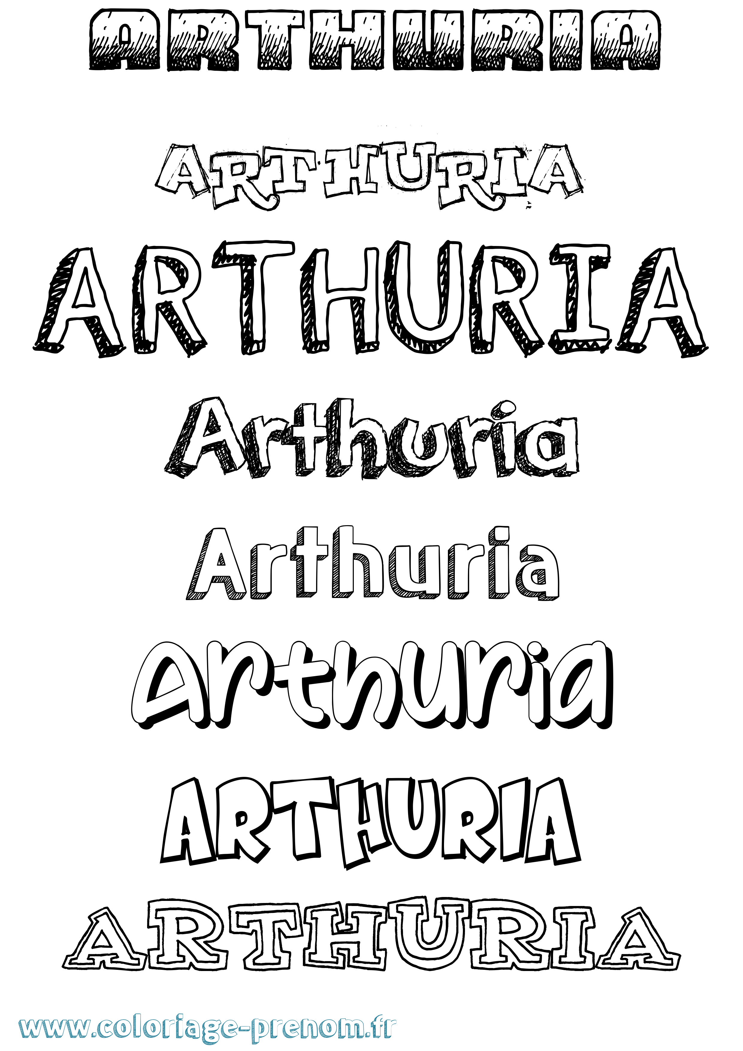 Coloriage Arthuria Dessiné Coloriage prénom Arthuria Dessiné