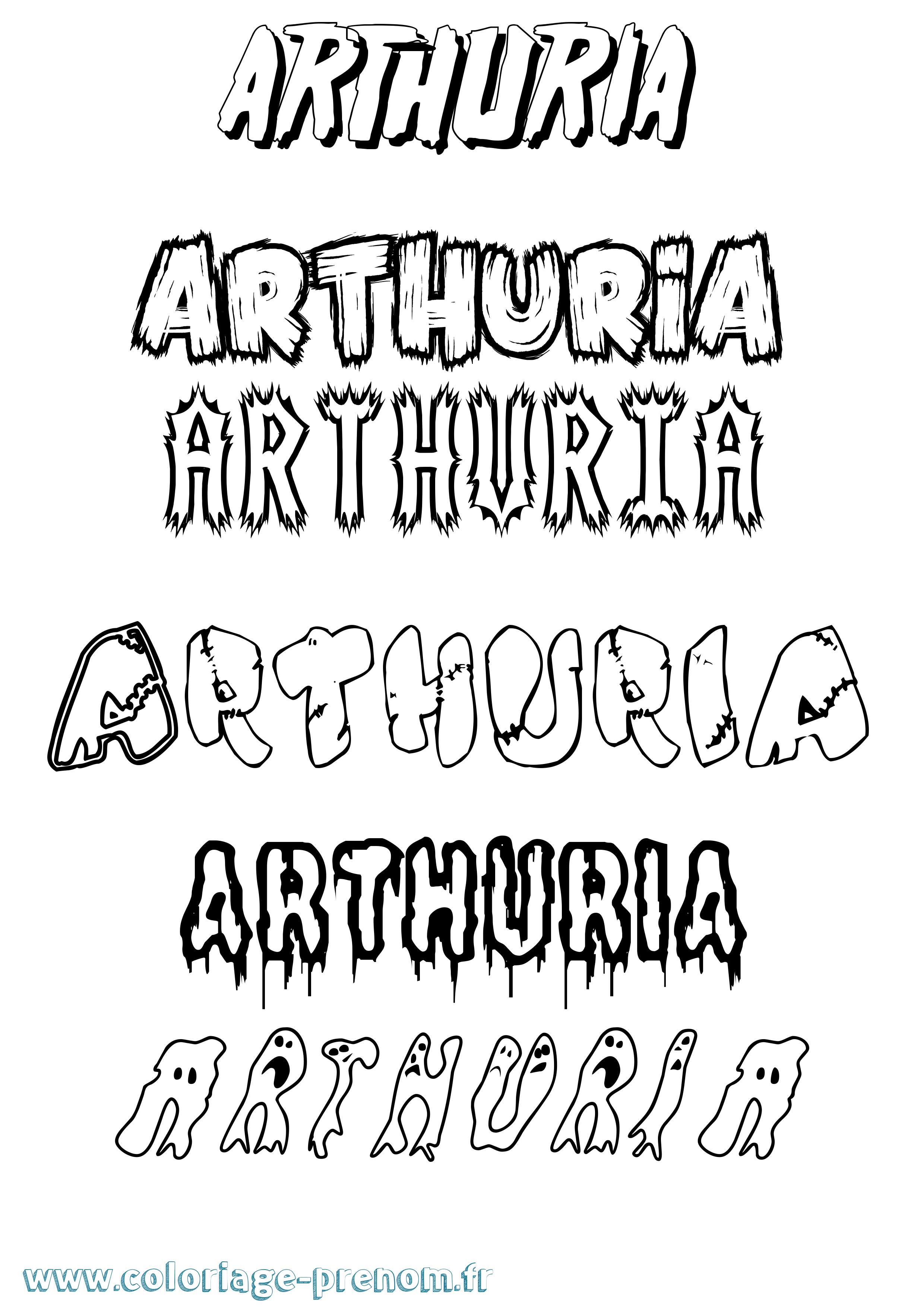 Coloriage Arthuria Frisson Coloriage prénom Arthuria Frisson