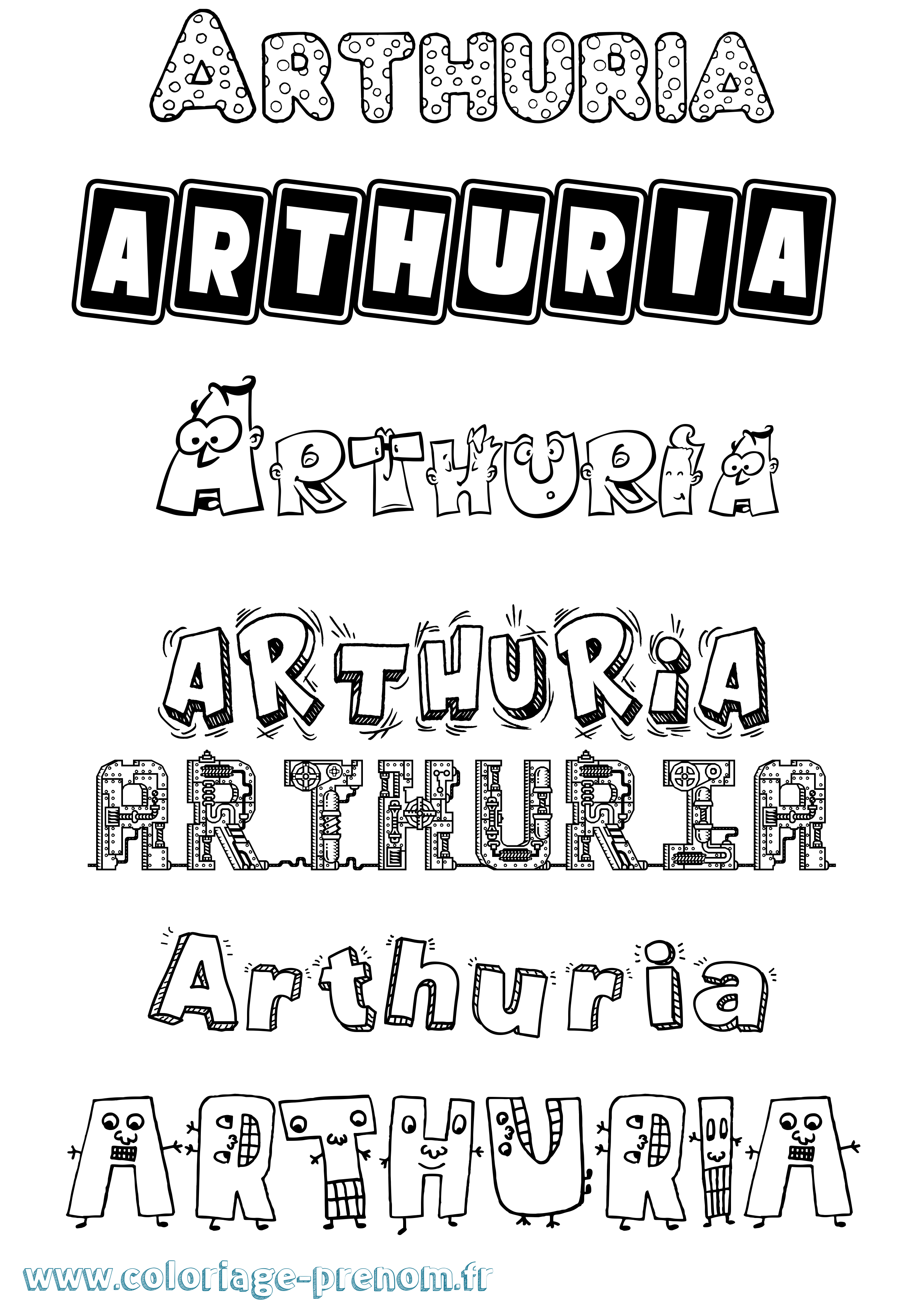 Coloriage prénom Arthuria Fun
