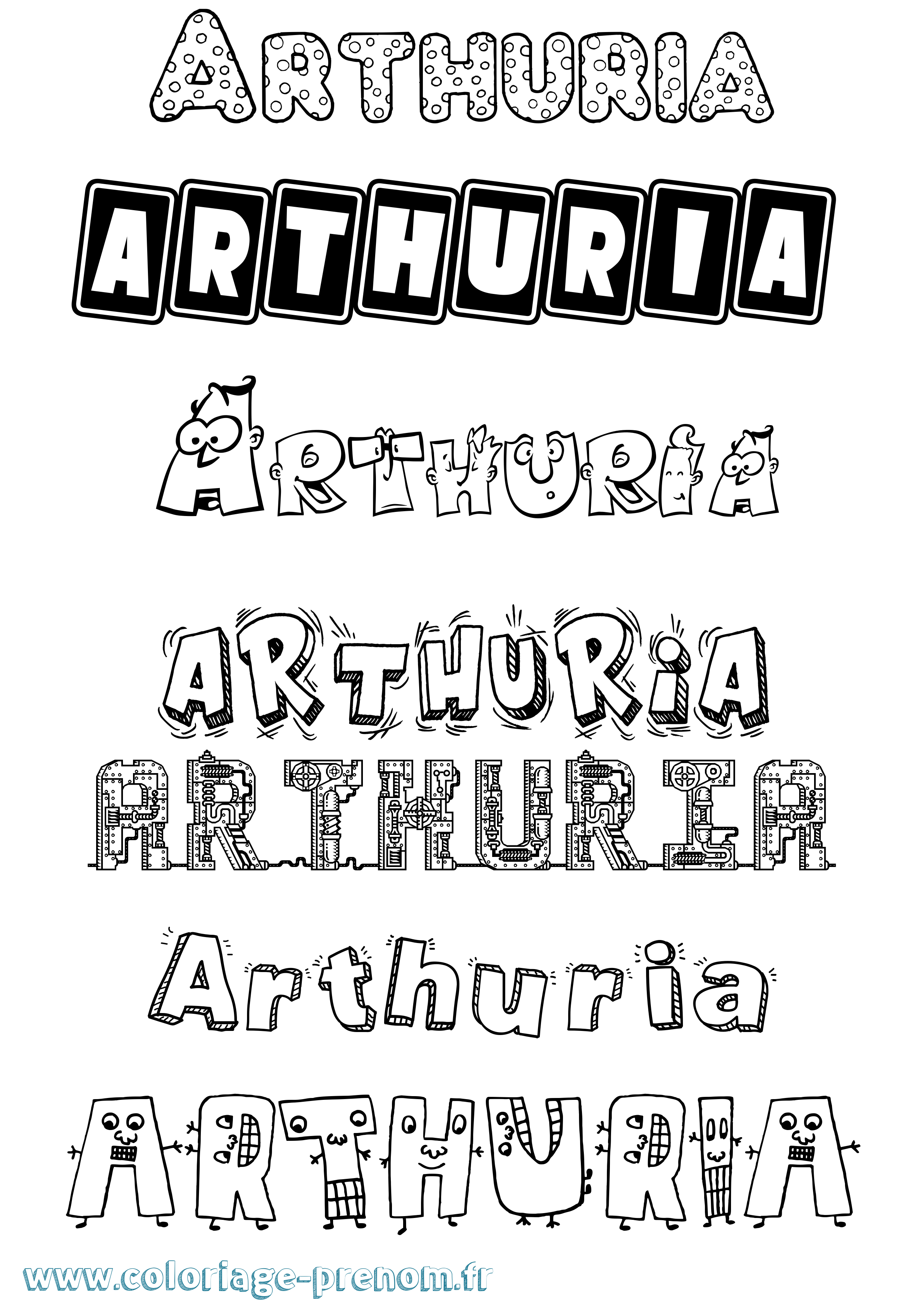Coloriage Arthuria Fun Coloriage prénom Arthuria Fun