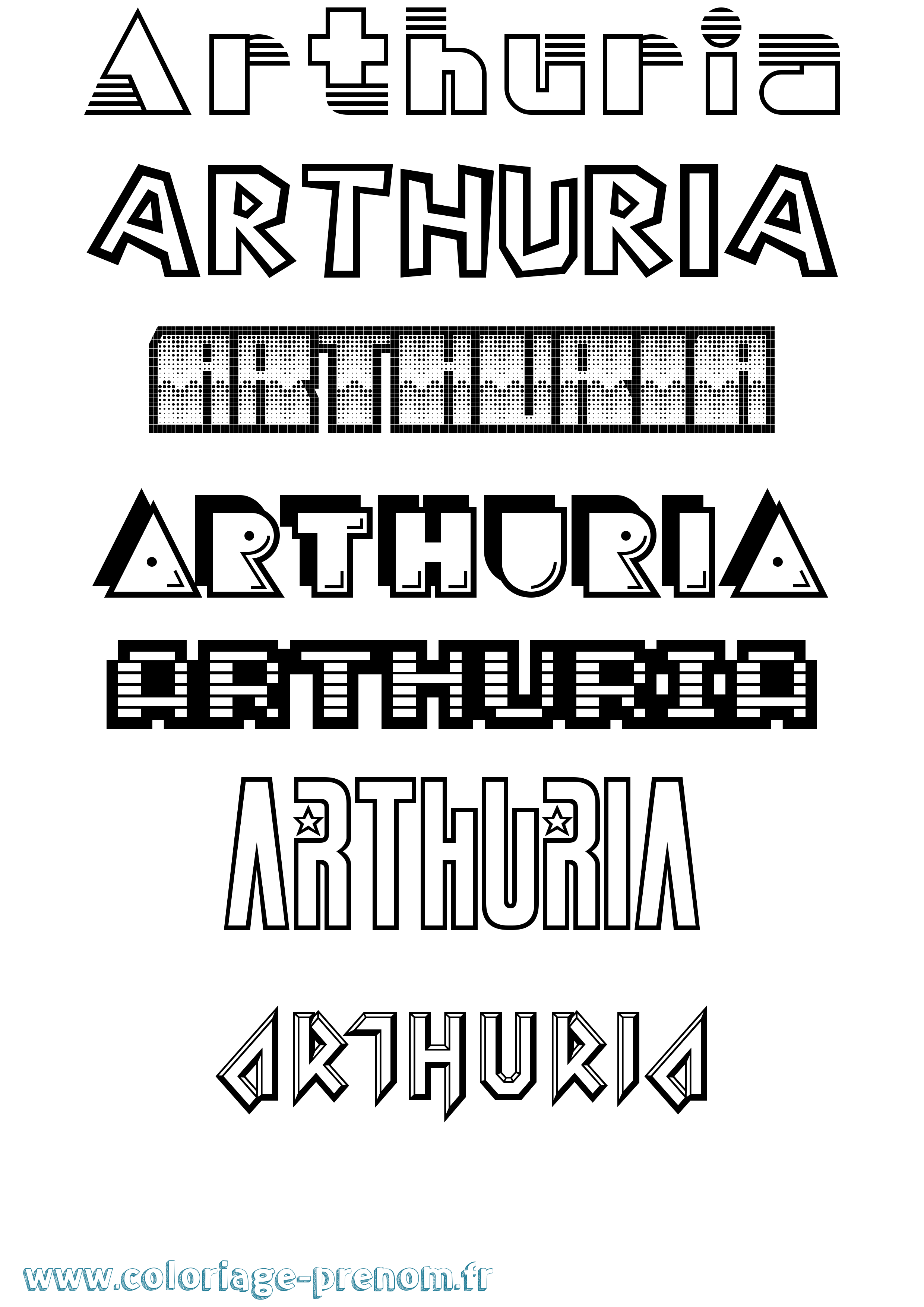 Coloriage Arthuria Jeux Vidéos Coloriage prénom Arthuria Jeux Vidéos