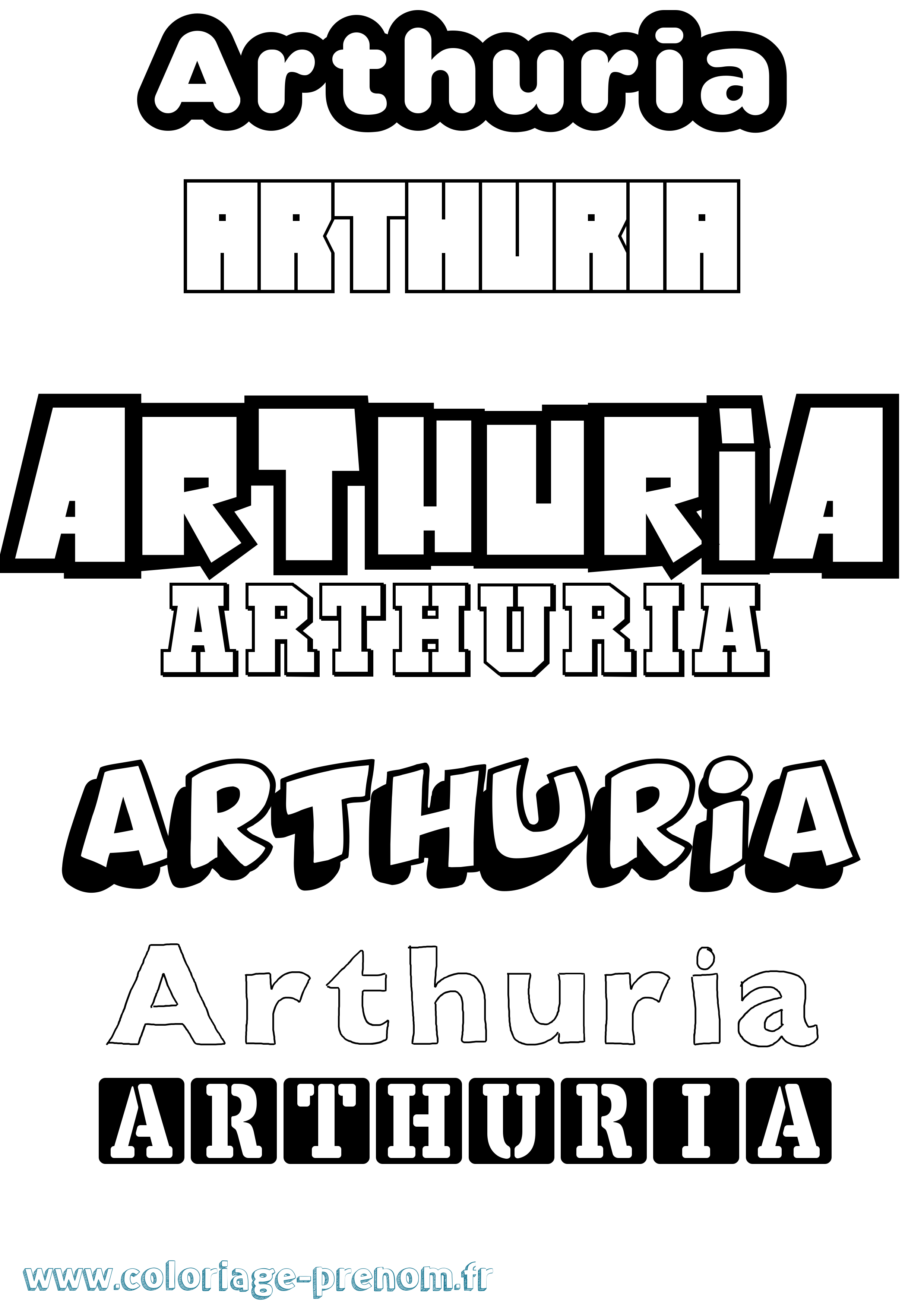 Coloriage Arthuria Simple Coloriage prénom Arthuria Simple