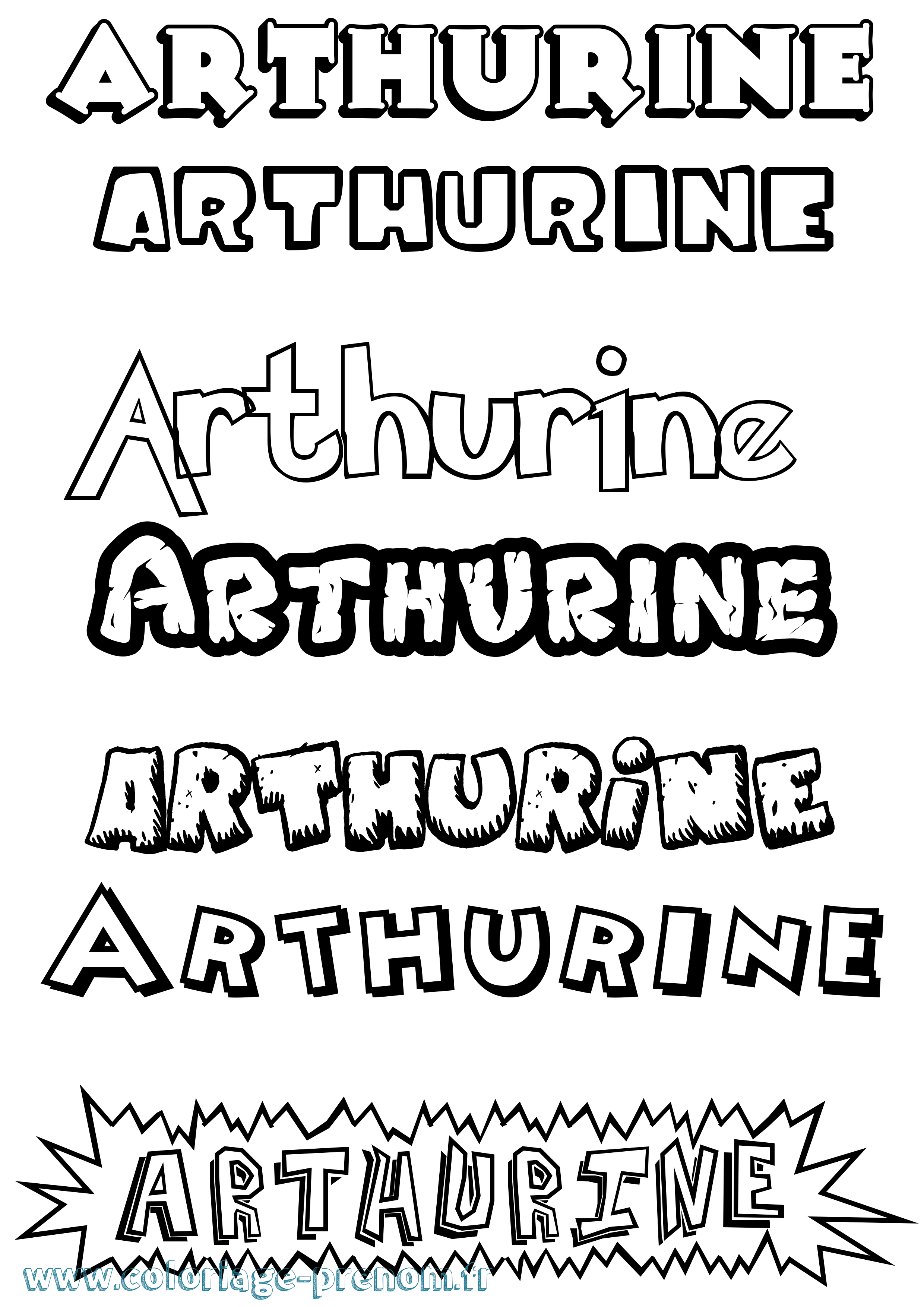 Coloriage prénom Arthurine Dessin Animé