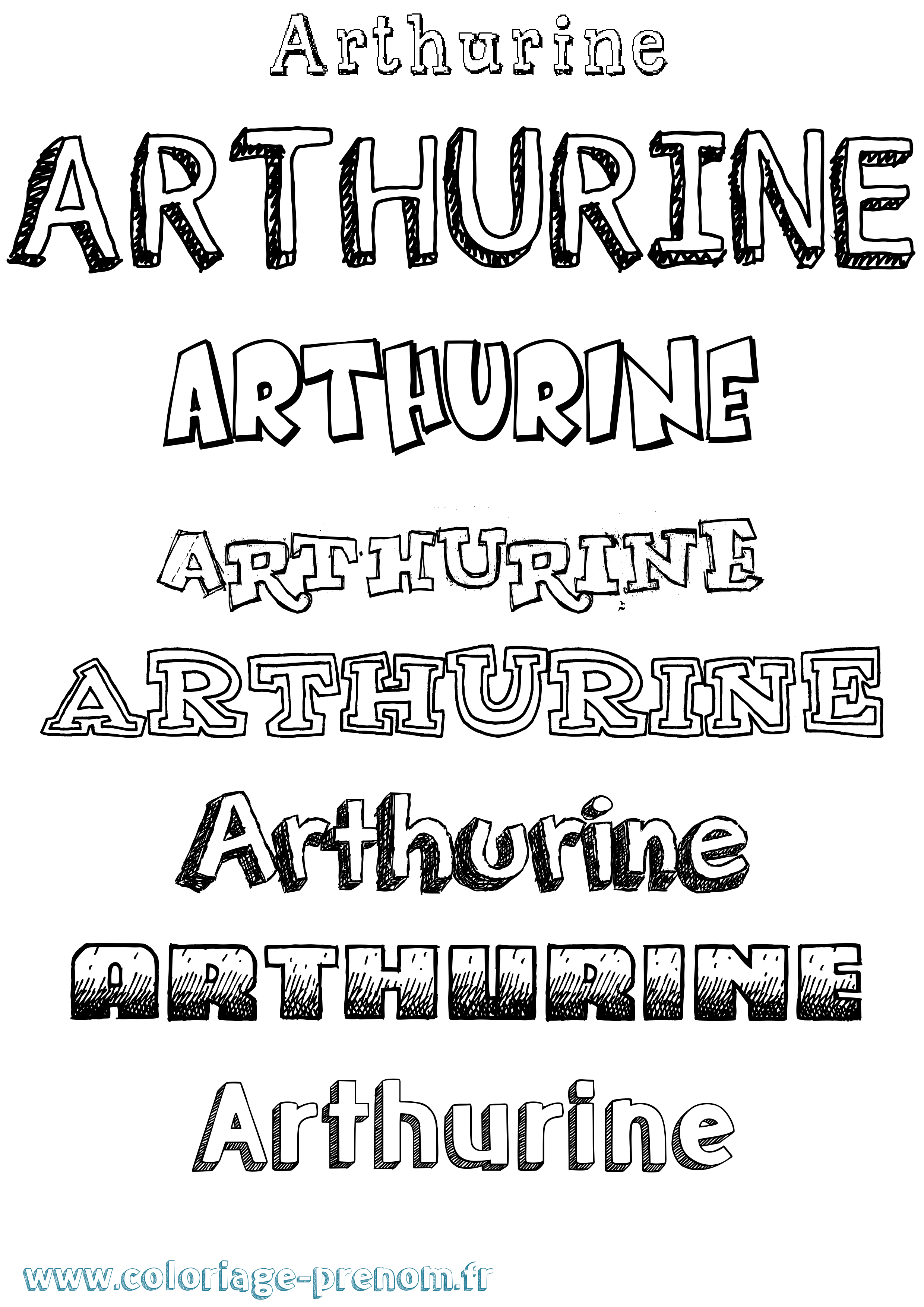 Coloriage prénom Arthurine Dessiné