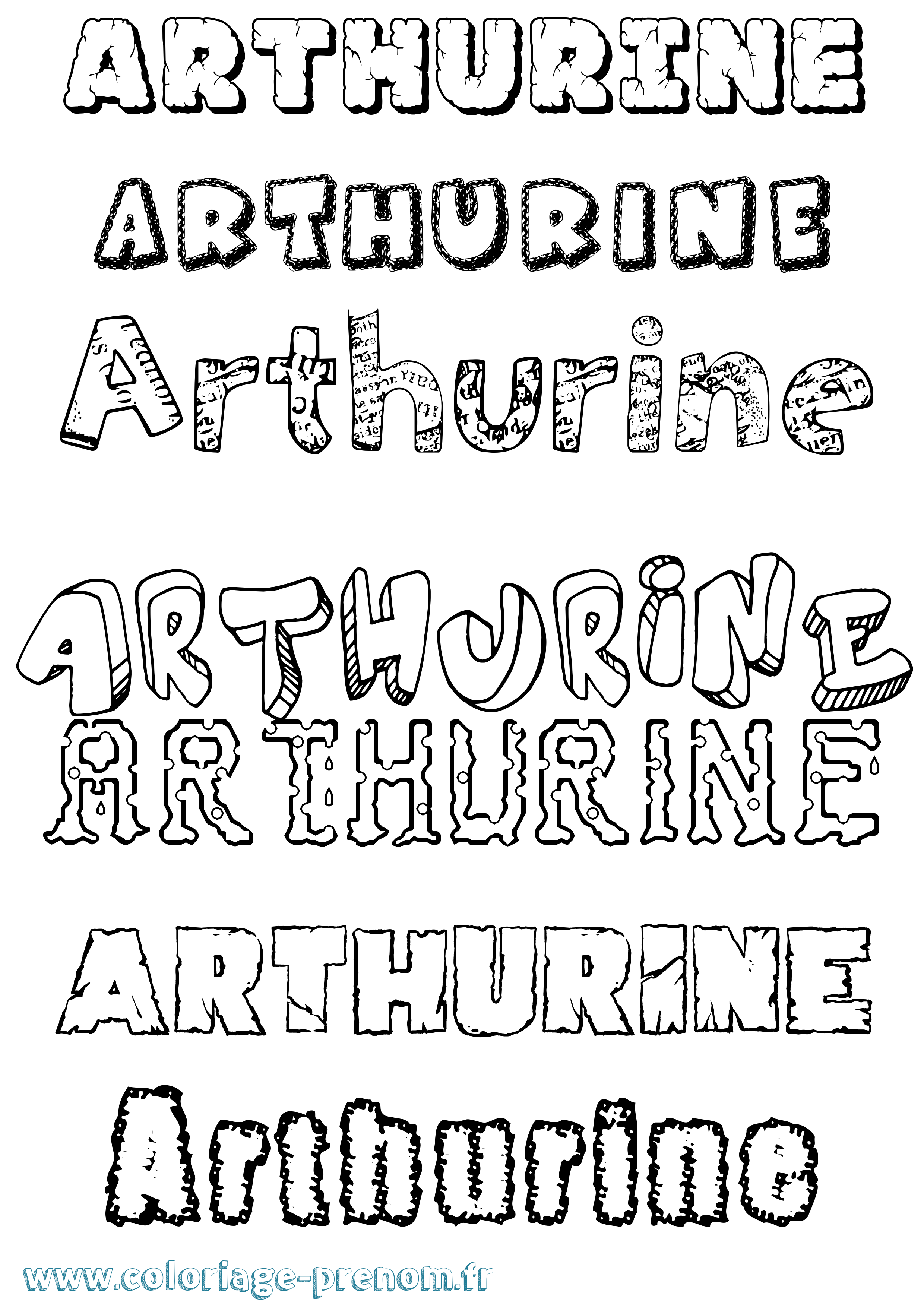Coloriage prénom Arthurine Destructuré