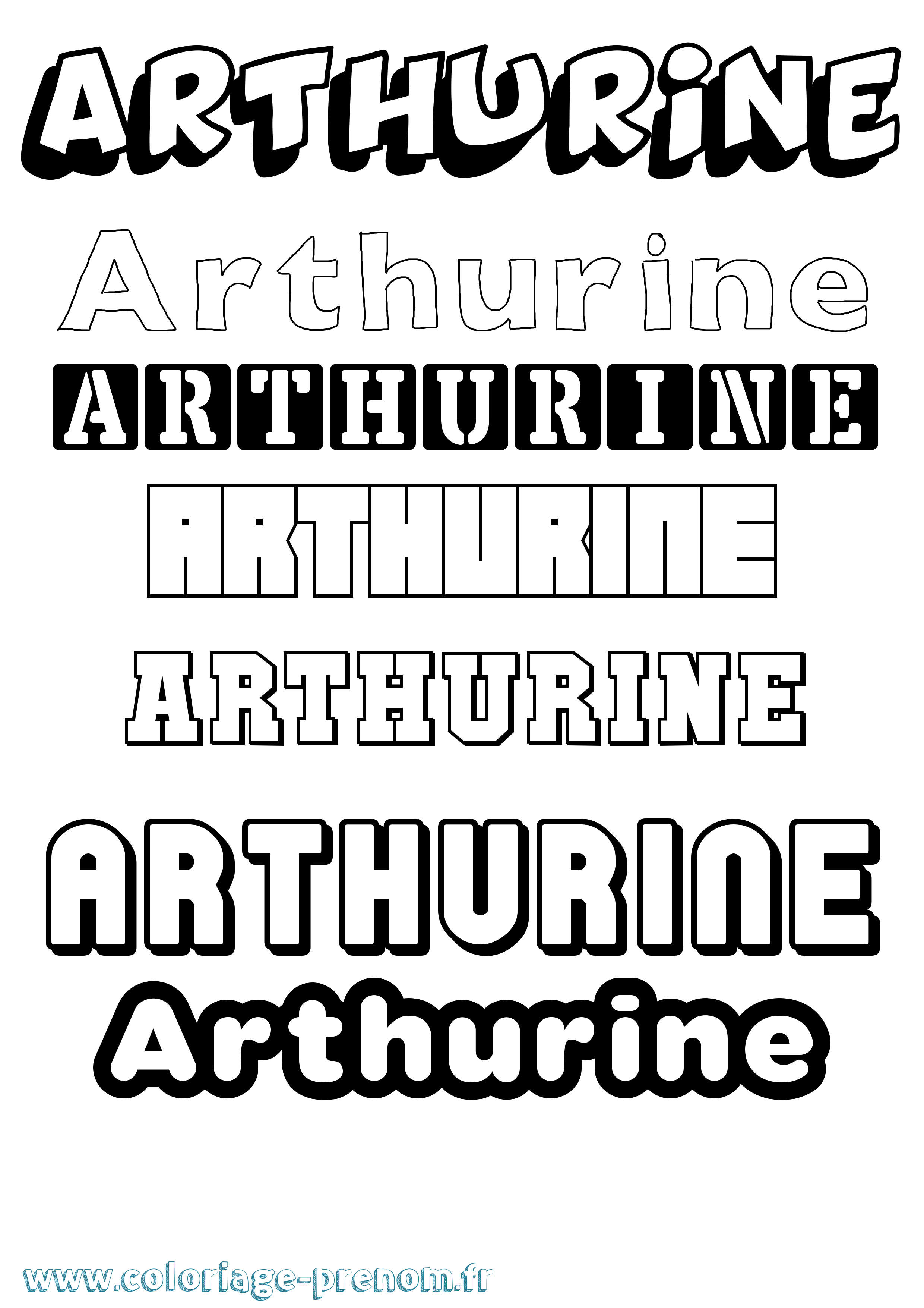 Coloriage prénom Arthurine Simple