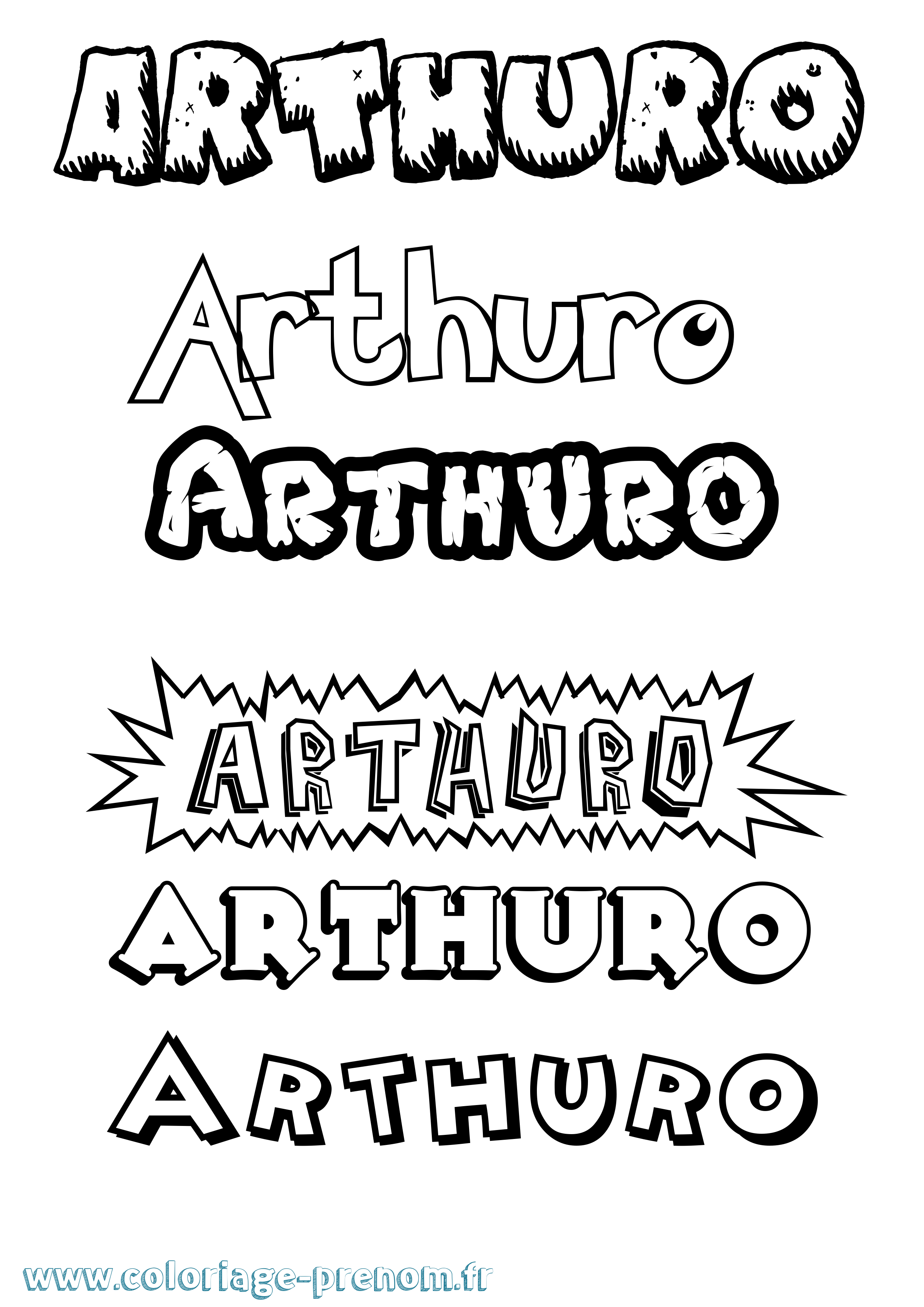 Coloriage prénom Arthuro Dessin Animé