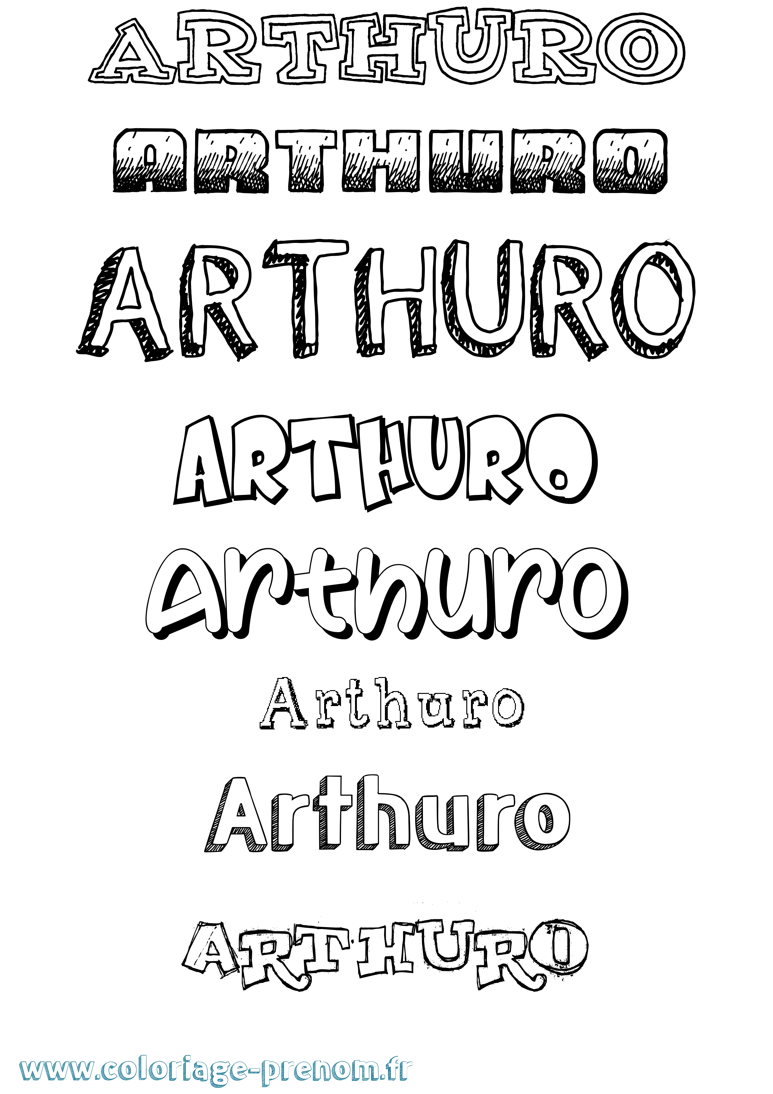 Coloriage prénom Arthuro Dessiné