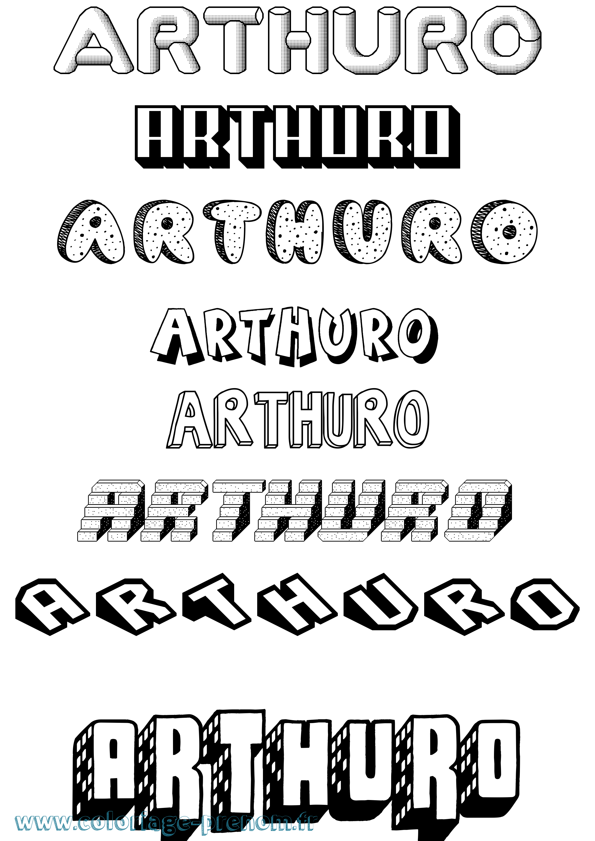 Coloriage prénom Arthuro Effet 3D