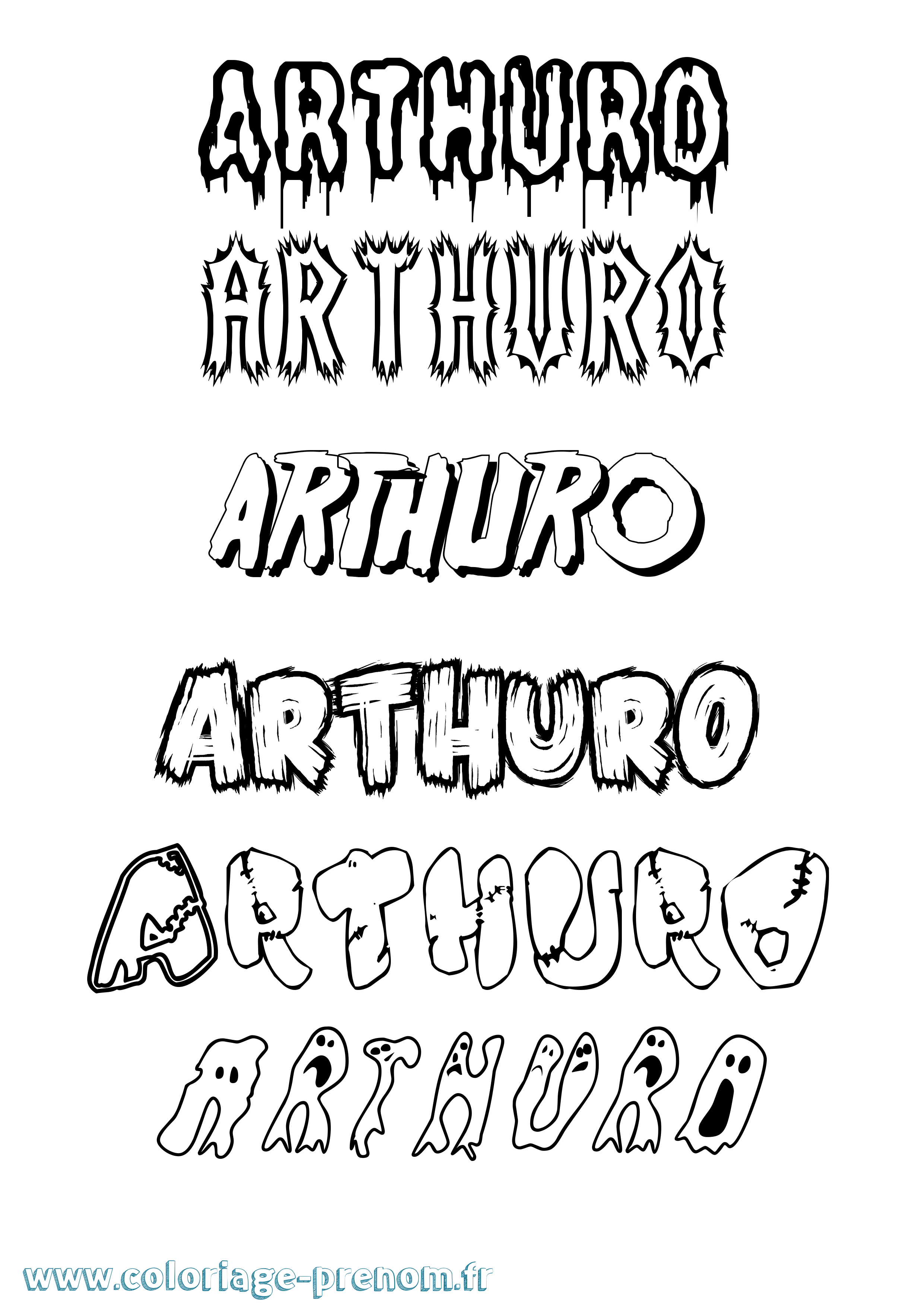 Coloriage prénom Arthuro Frisson
