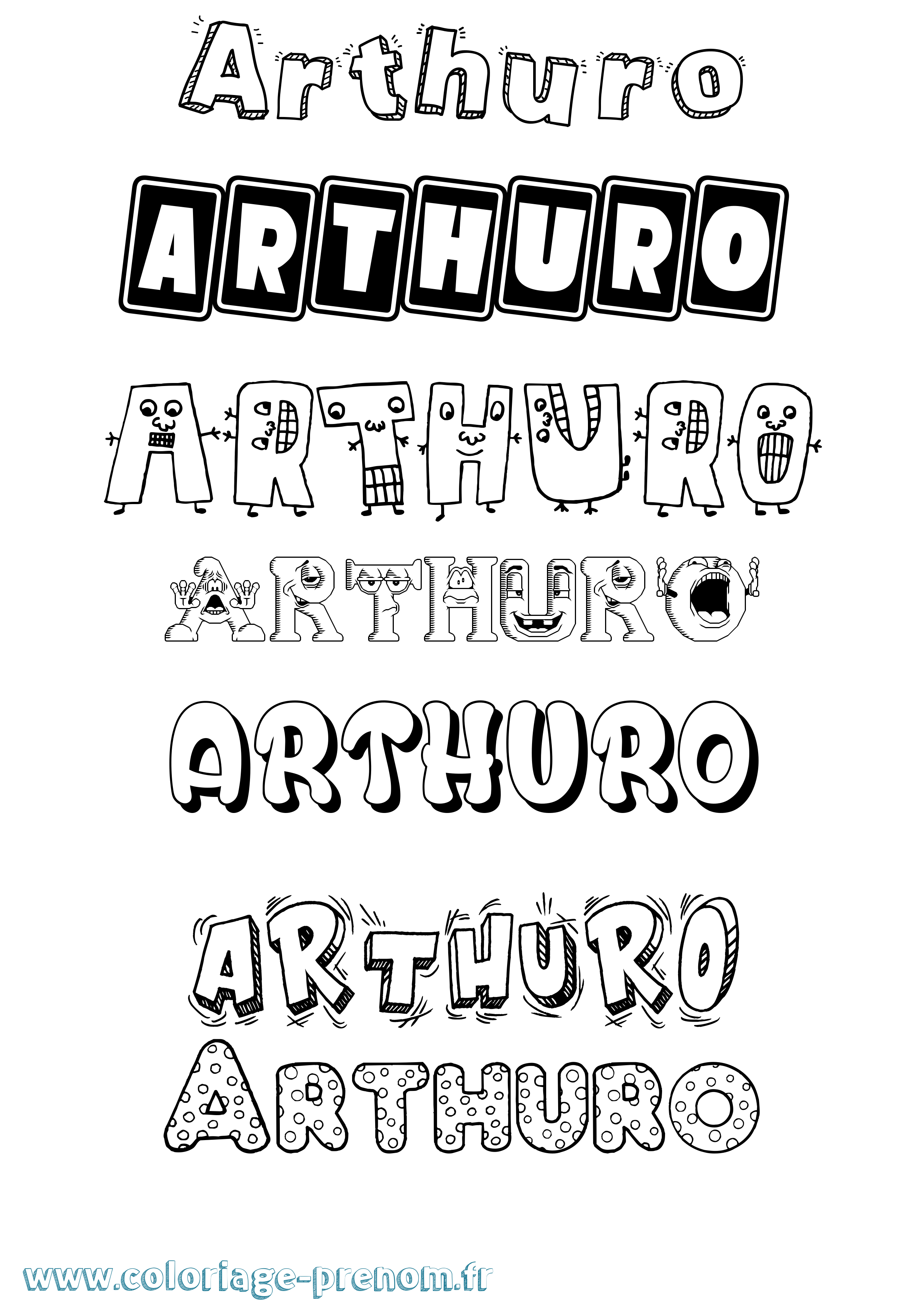 Coloriage prénom Arthuro Fun