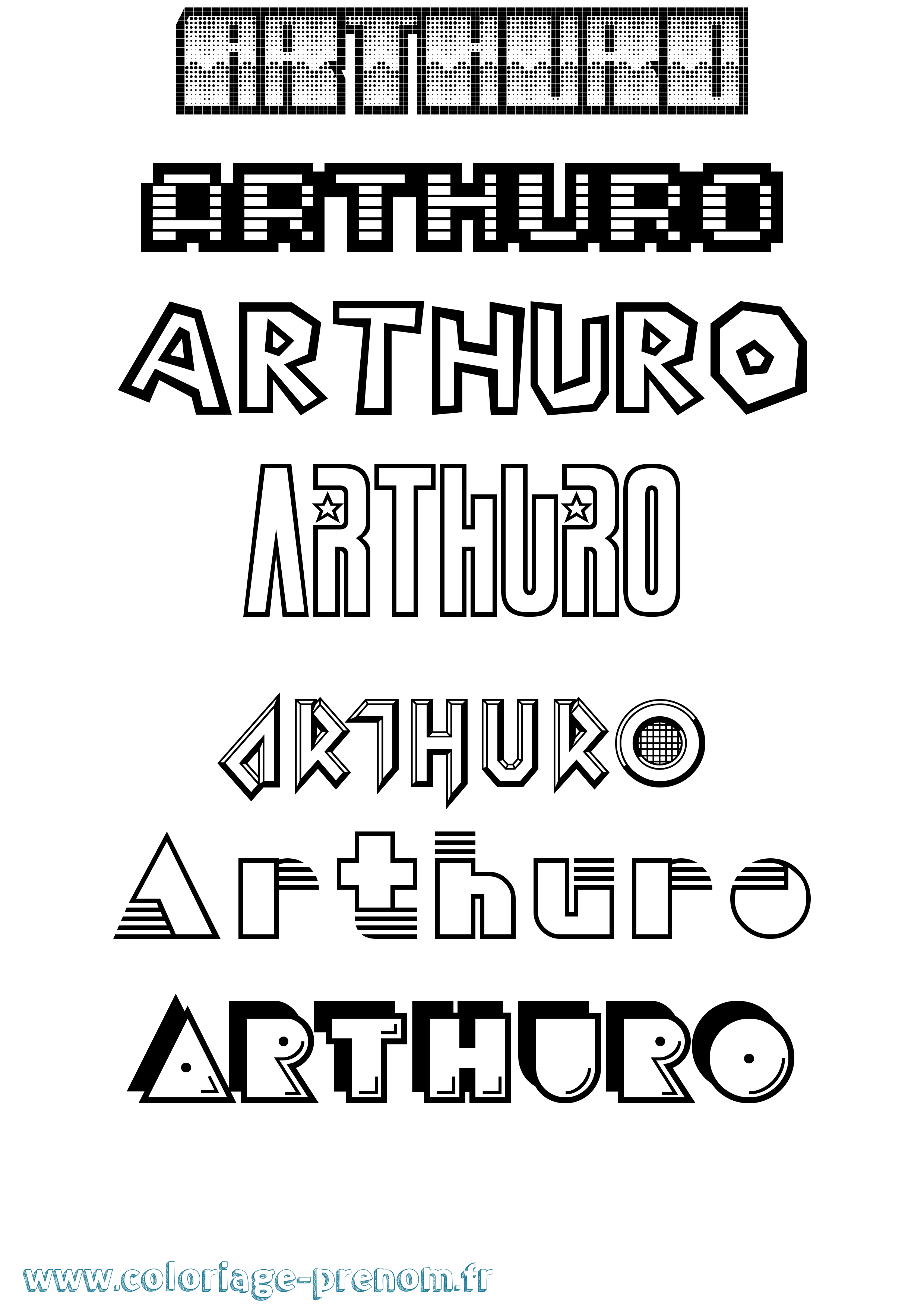 Coloriage prénom Arthuro Jeux Vidéos