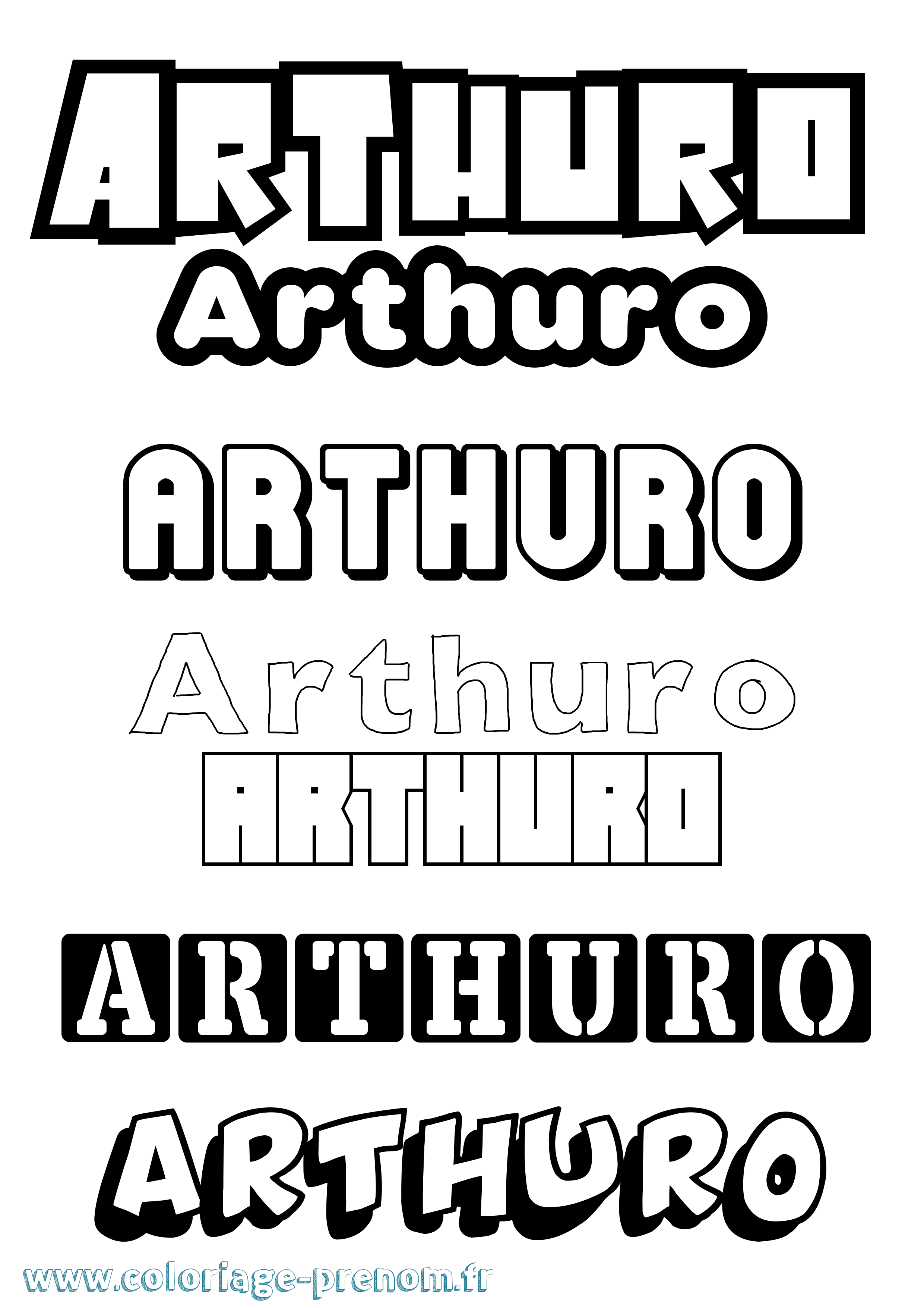 Coloriage prénom Arthuro Simple