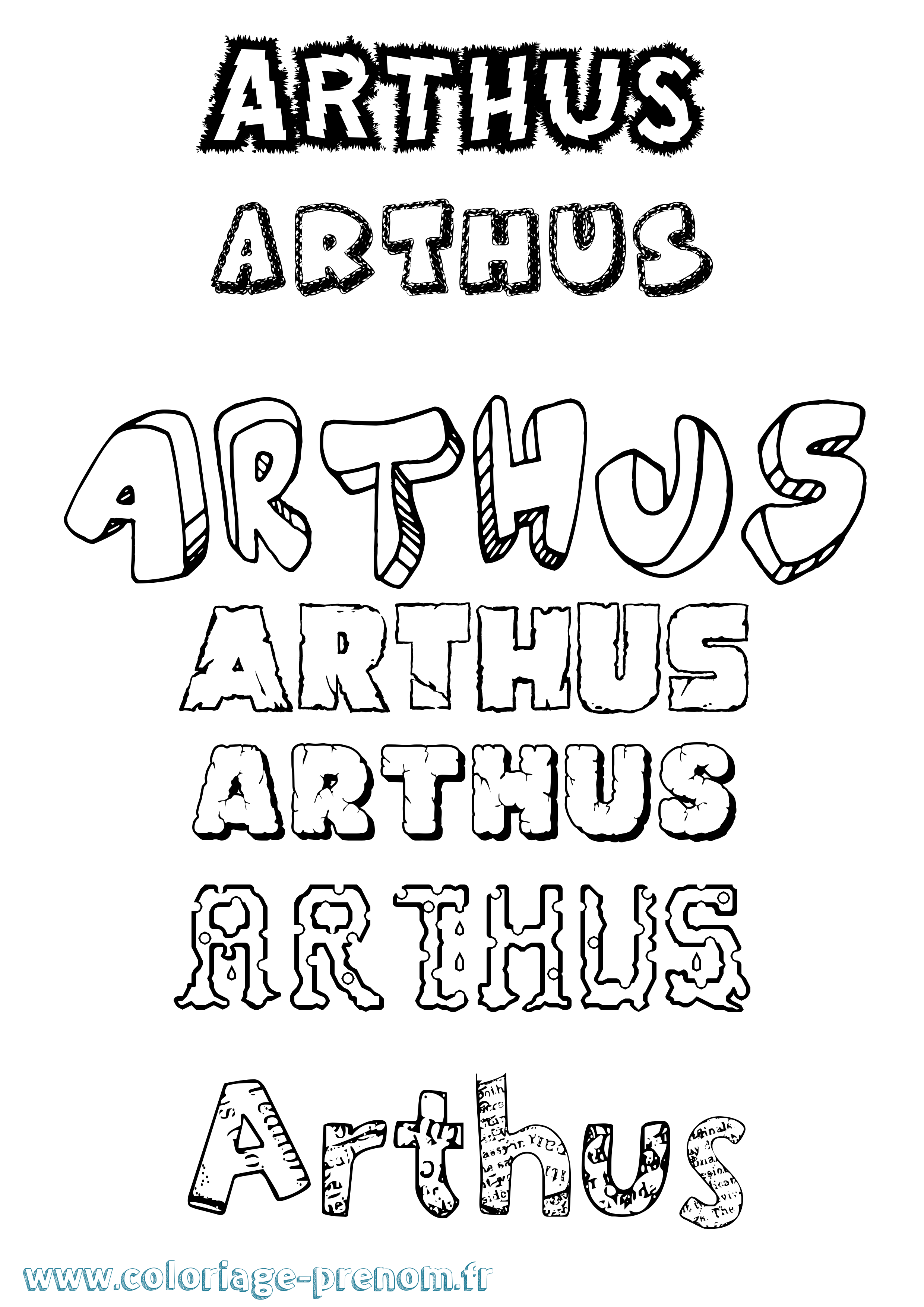 Coloriage prénom Arthus Destructuré