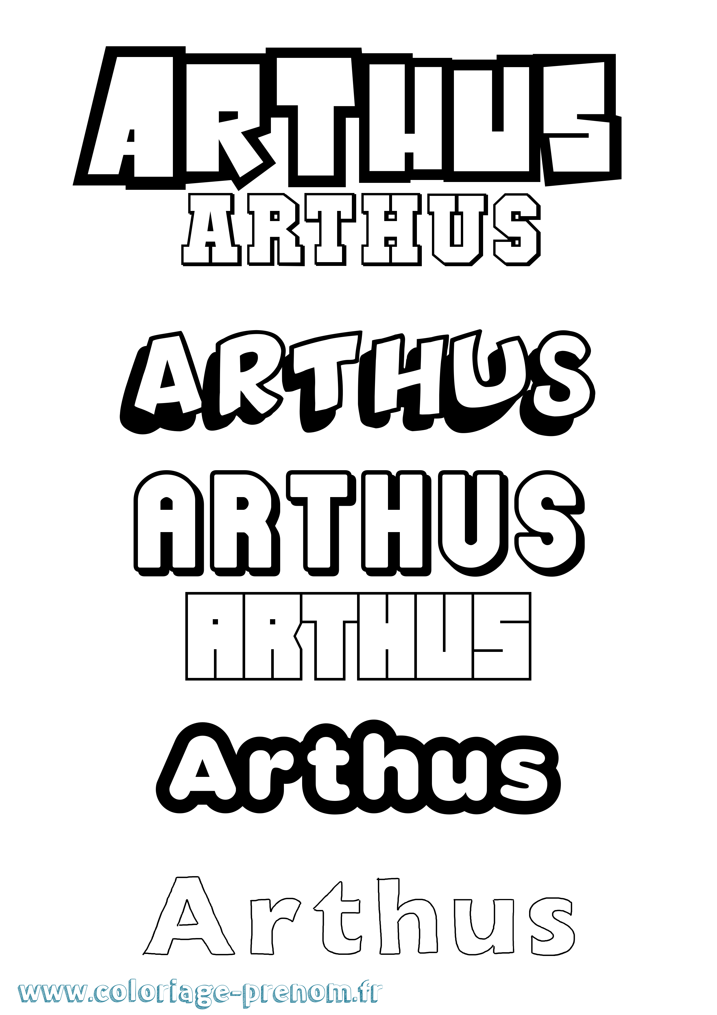 Coloriage prénom Arthus Simple