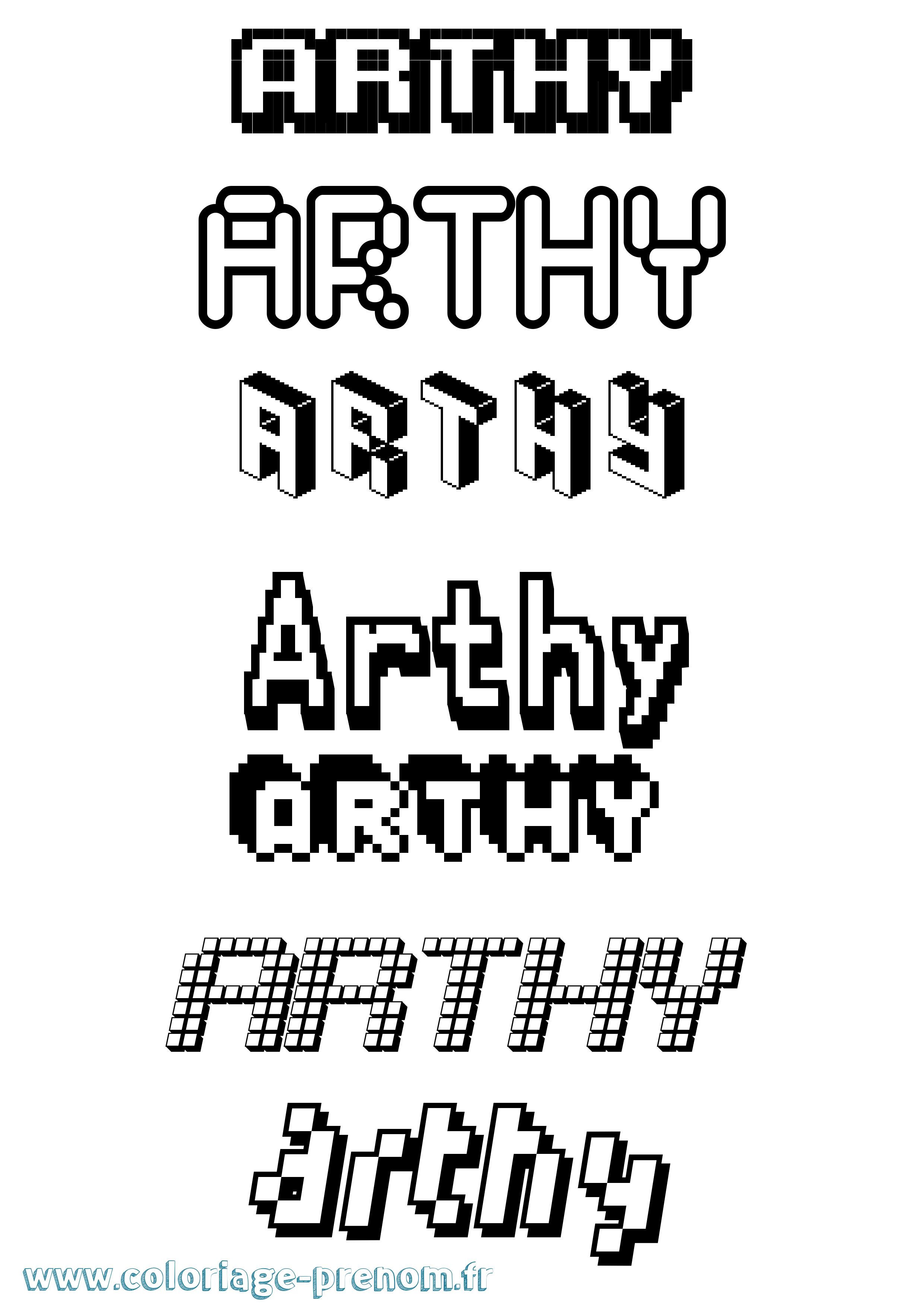 Coloriage prénom Arthy Pixel