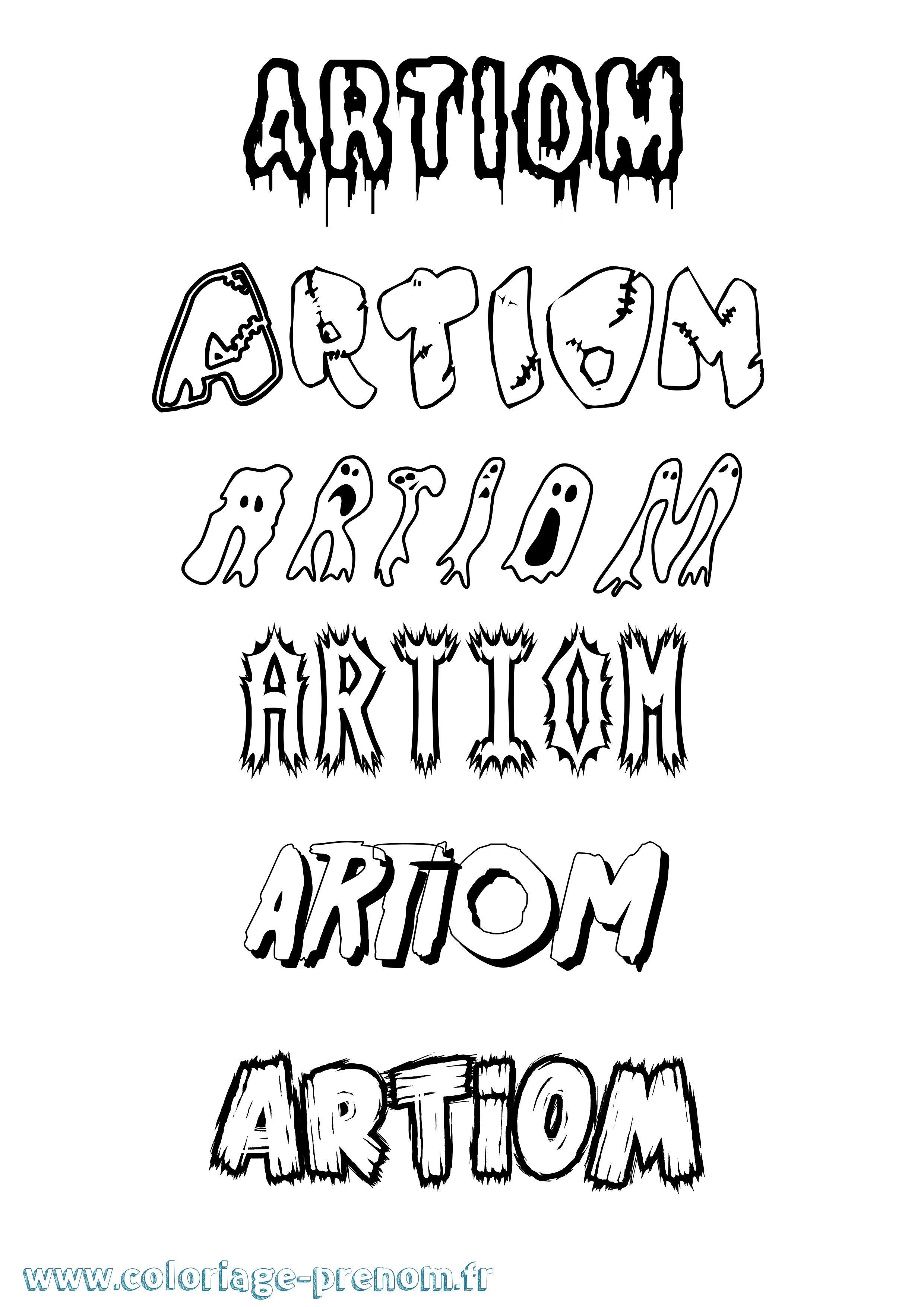 Coloriage prénom Artiom Frisson
