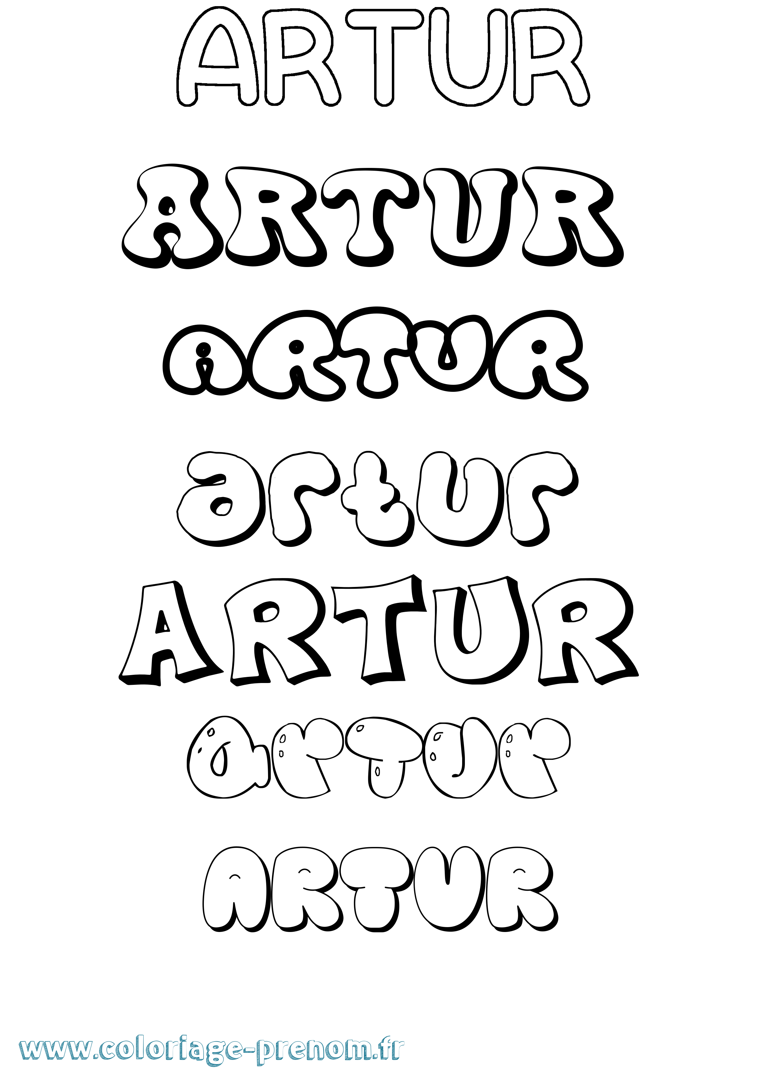 Coloriage prénom Artur Bubble