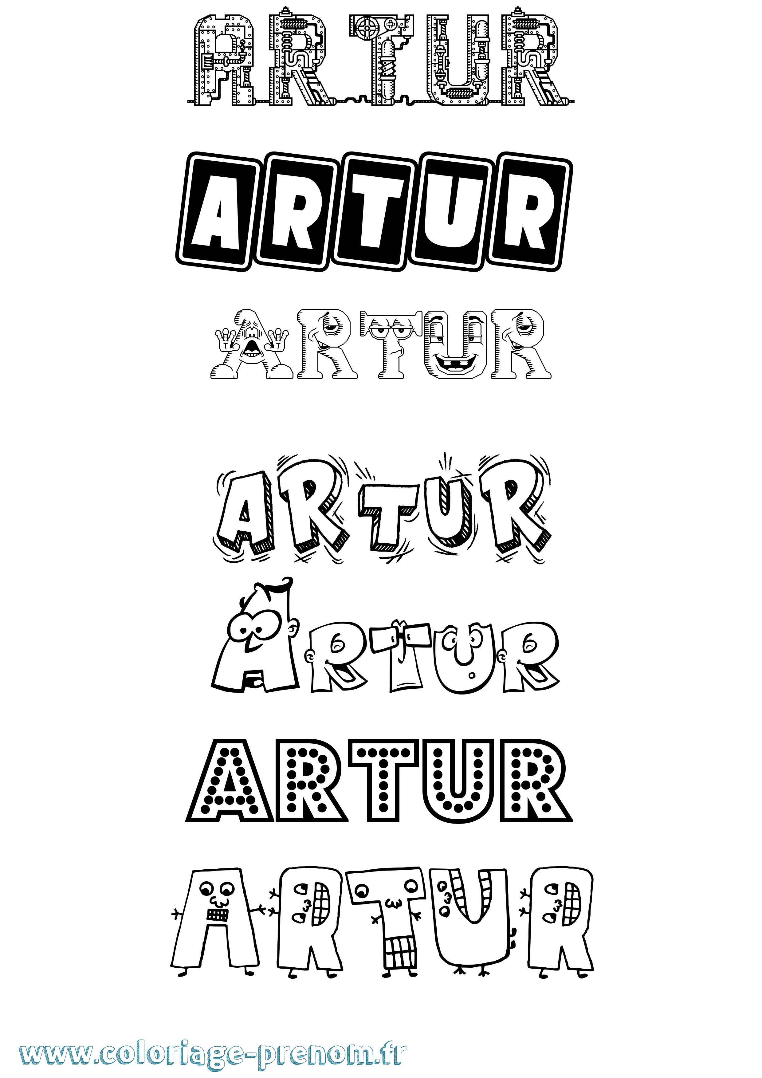 Coloriage prénom Artur Fun