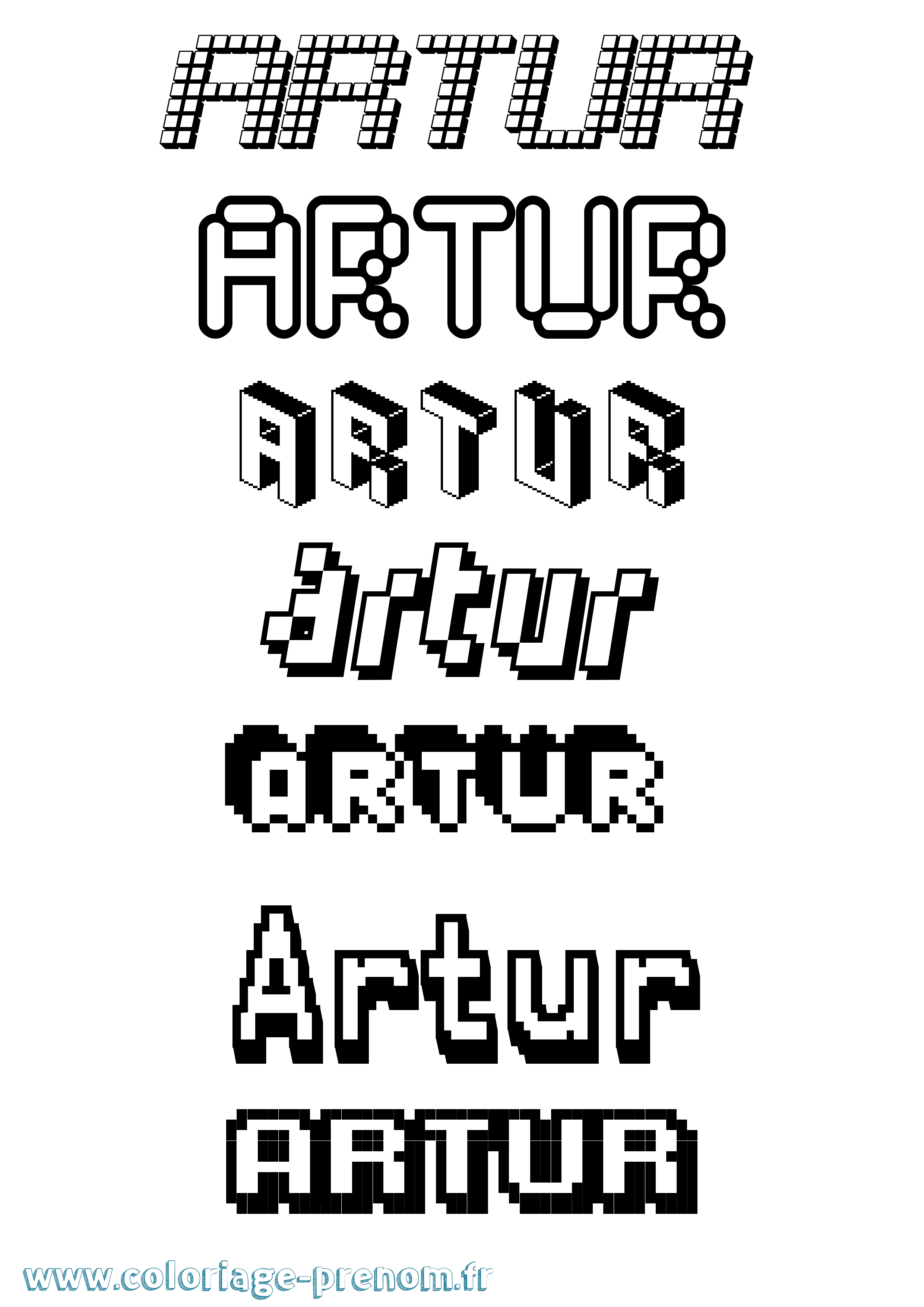 Coloriage prénom Artur Pixel