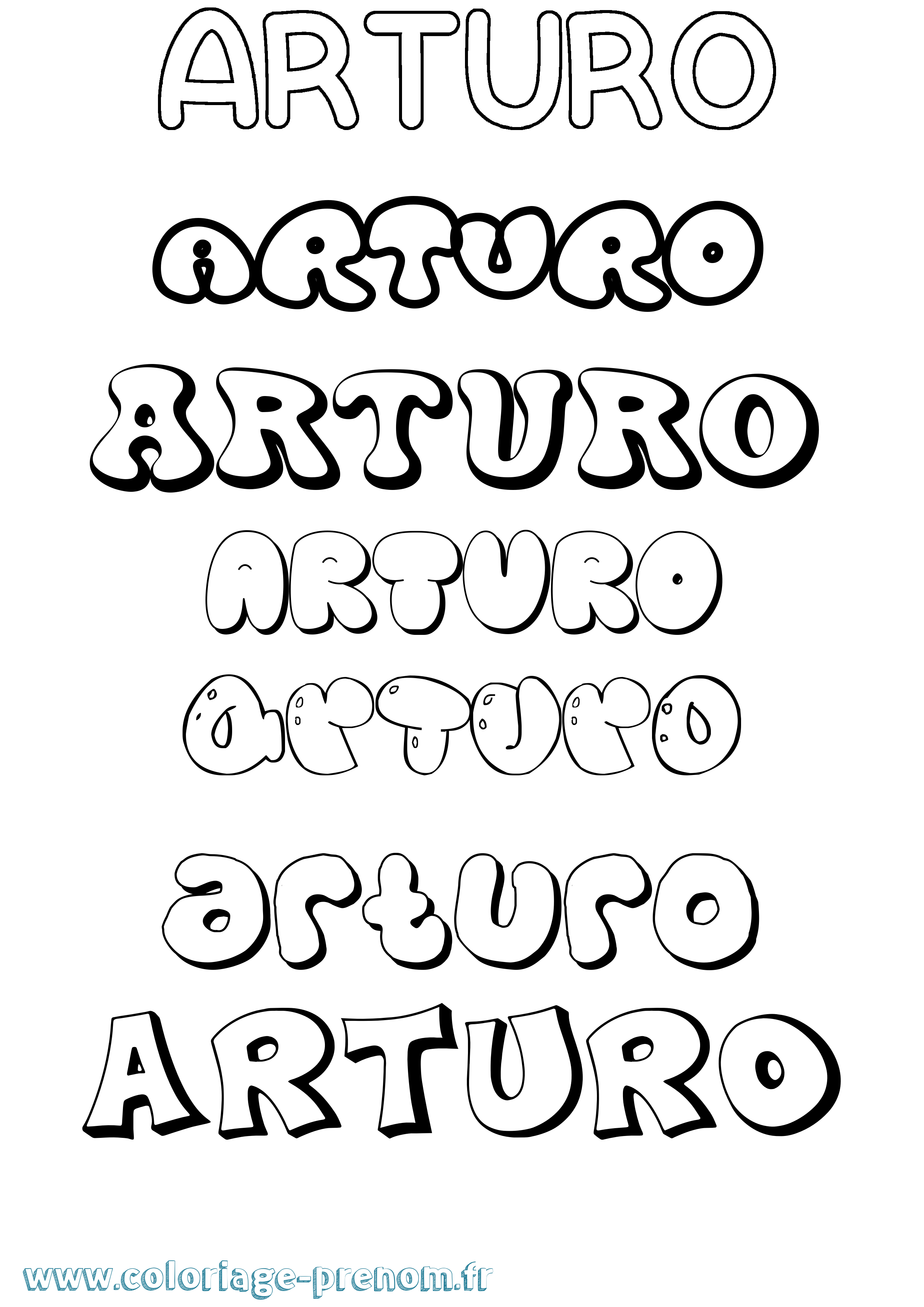 Coloriage prénom Arturo Bubble