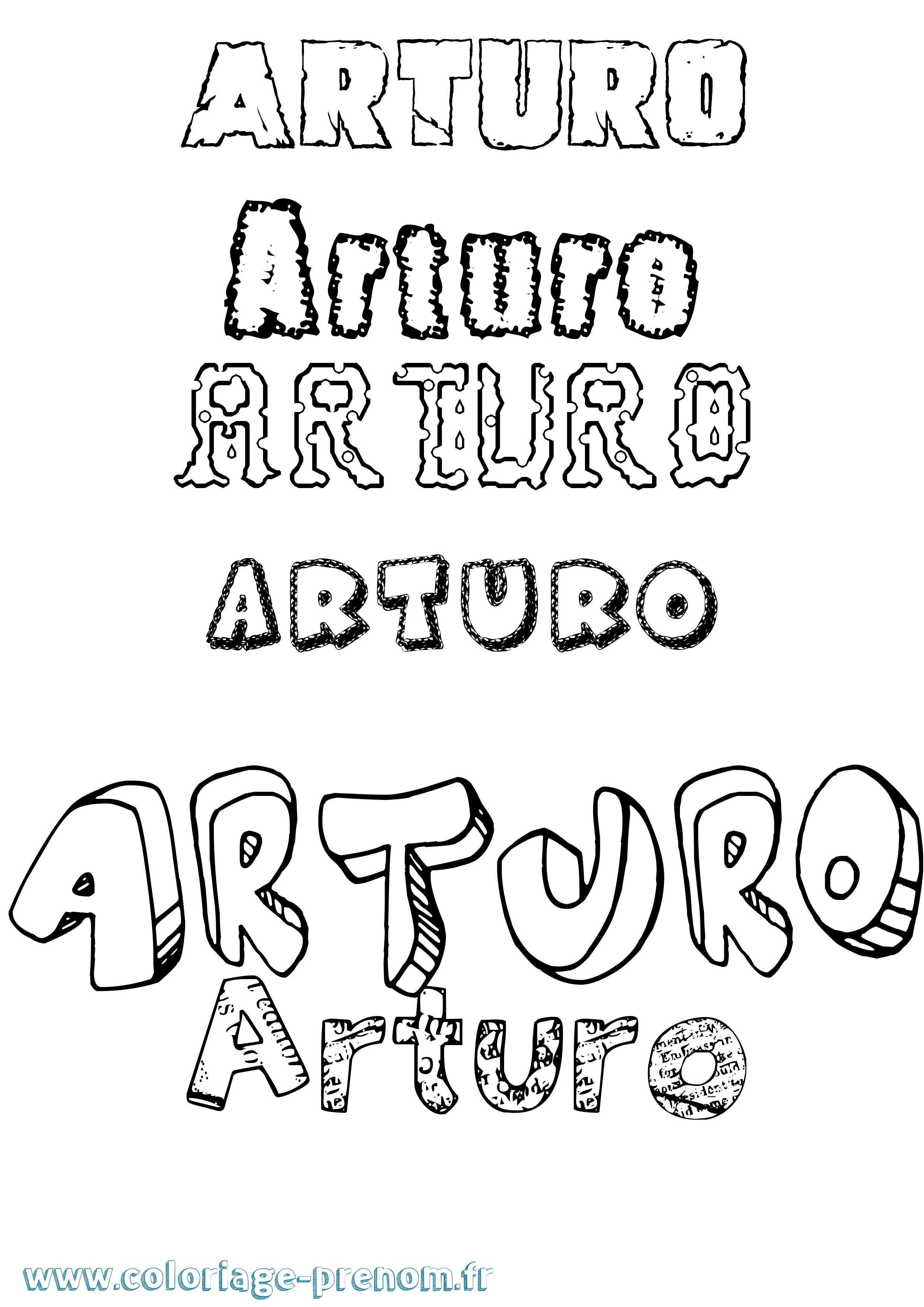 Coloriage prénom Arturo Destructuré