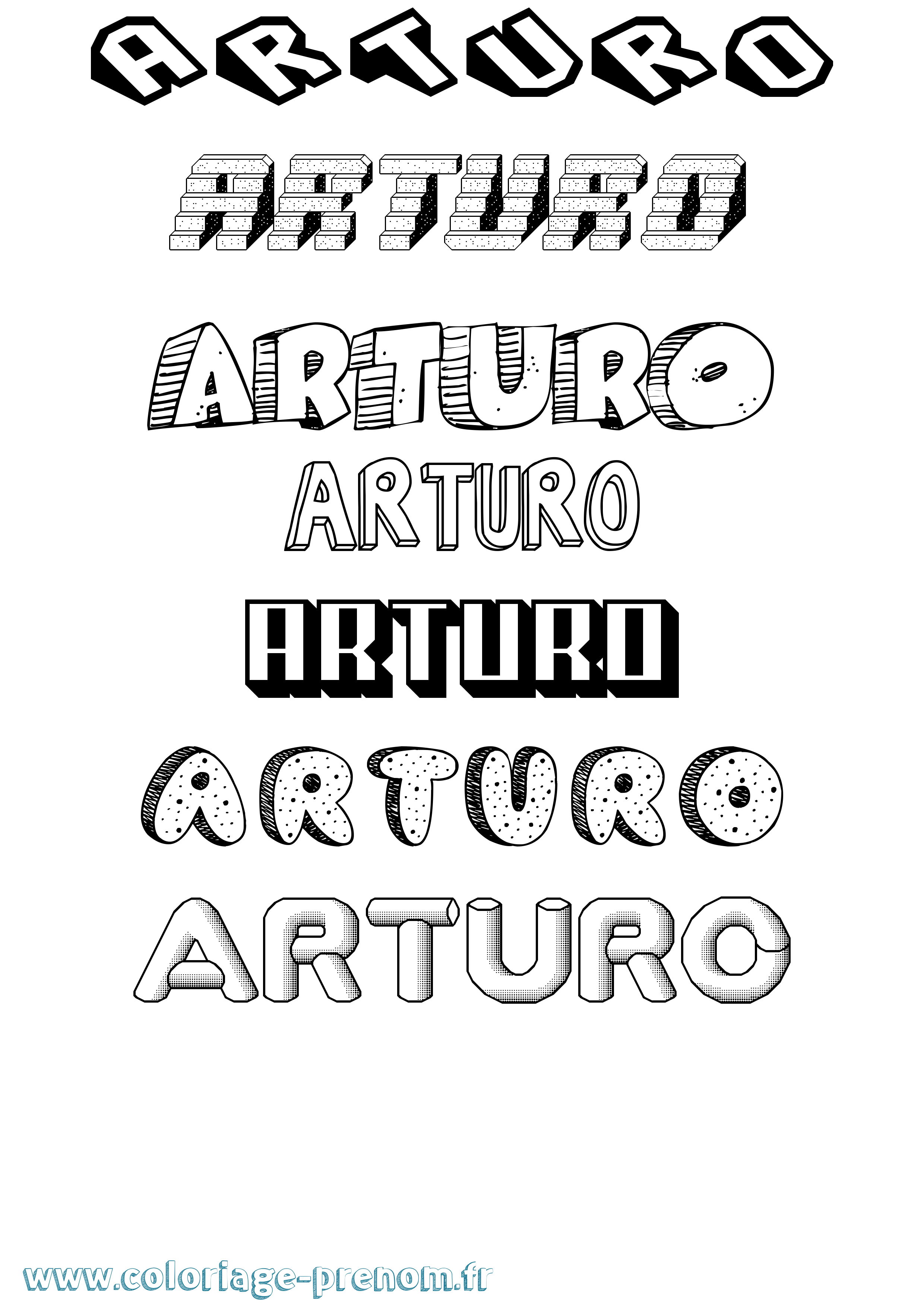 Coloriage prénom Arturo Effet 3D