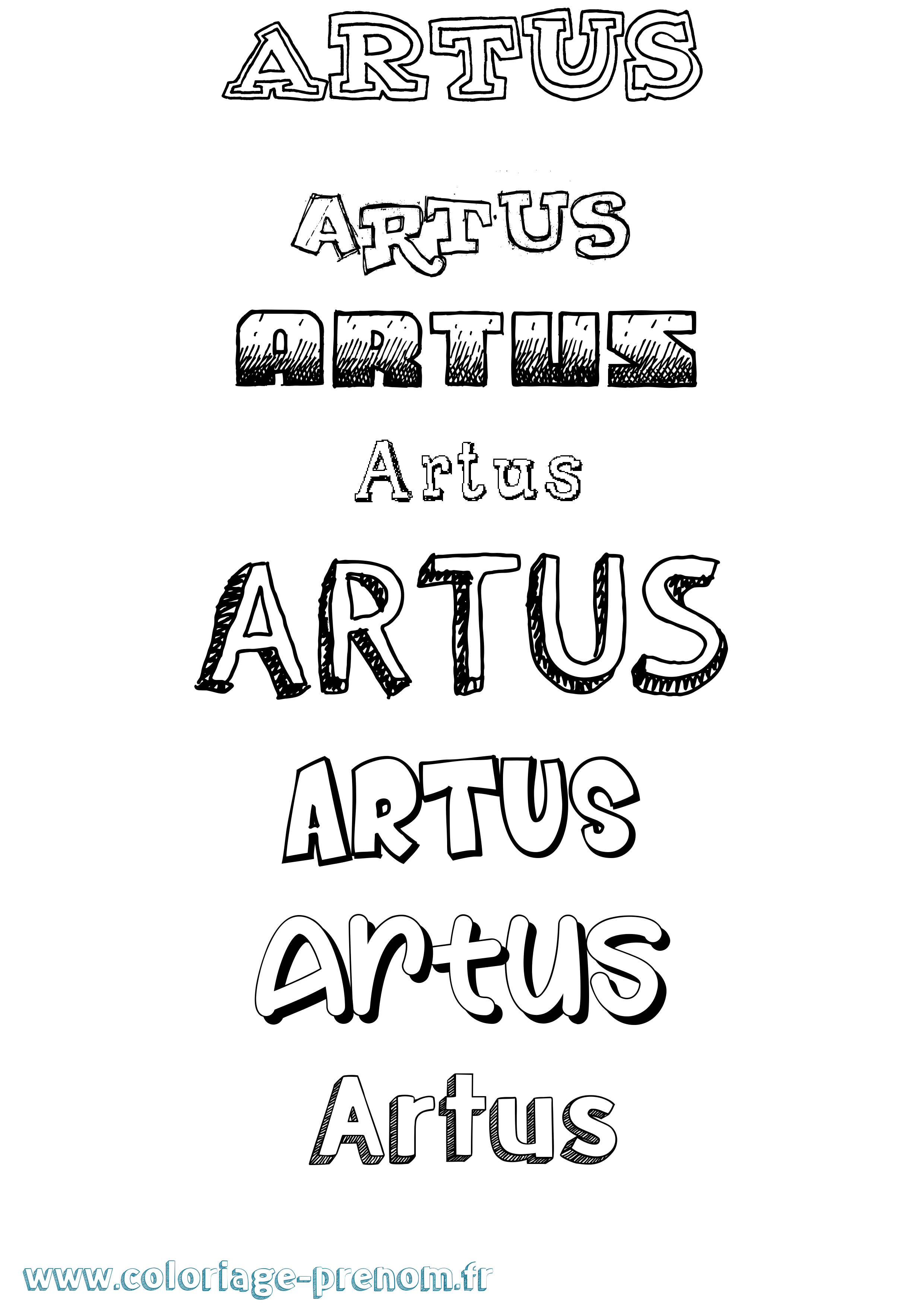 Coloriage prénom Artus Dessiné