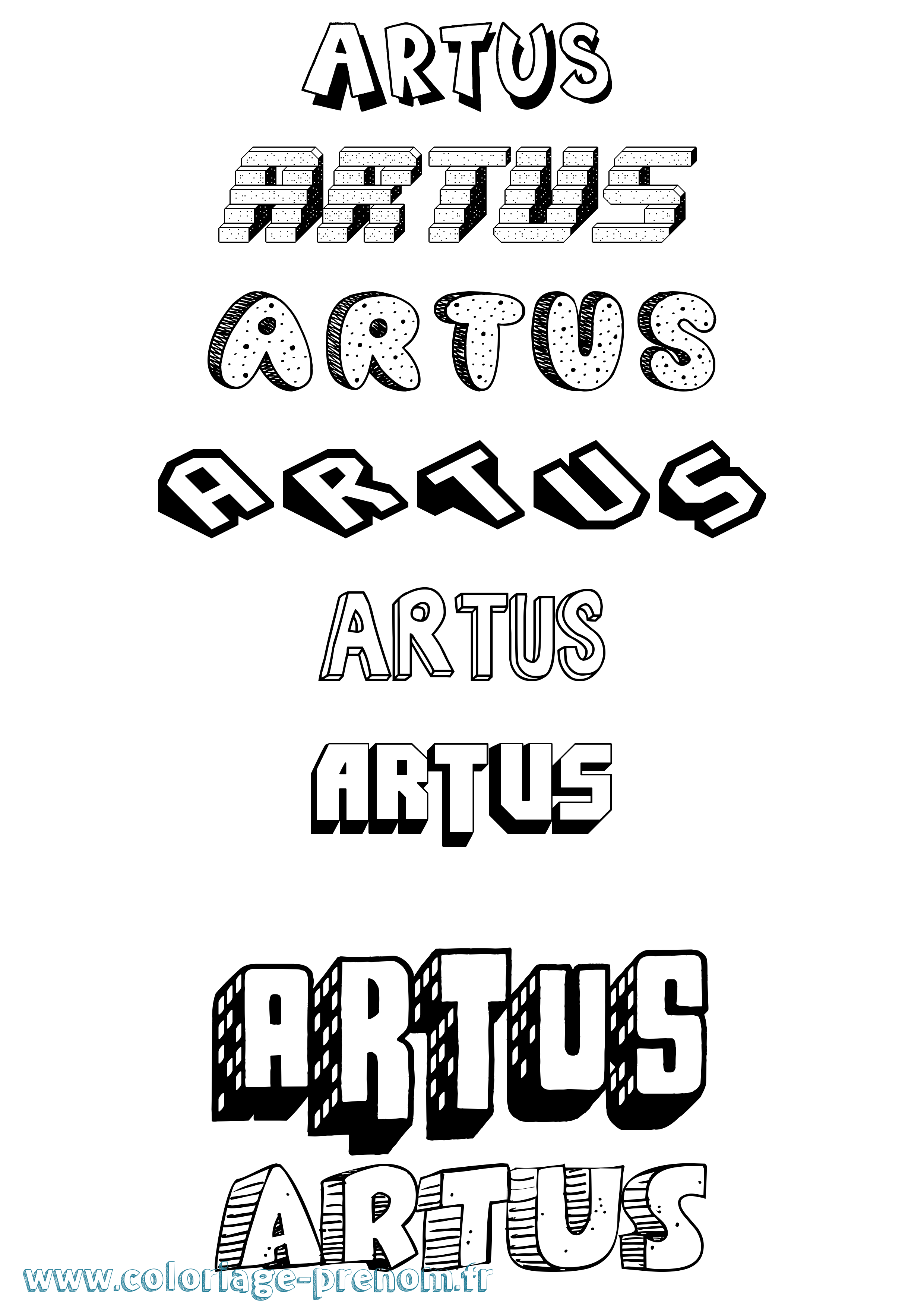 Coloriage Artus Coloriage prénom Artus