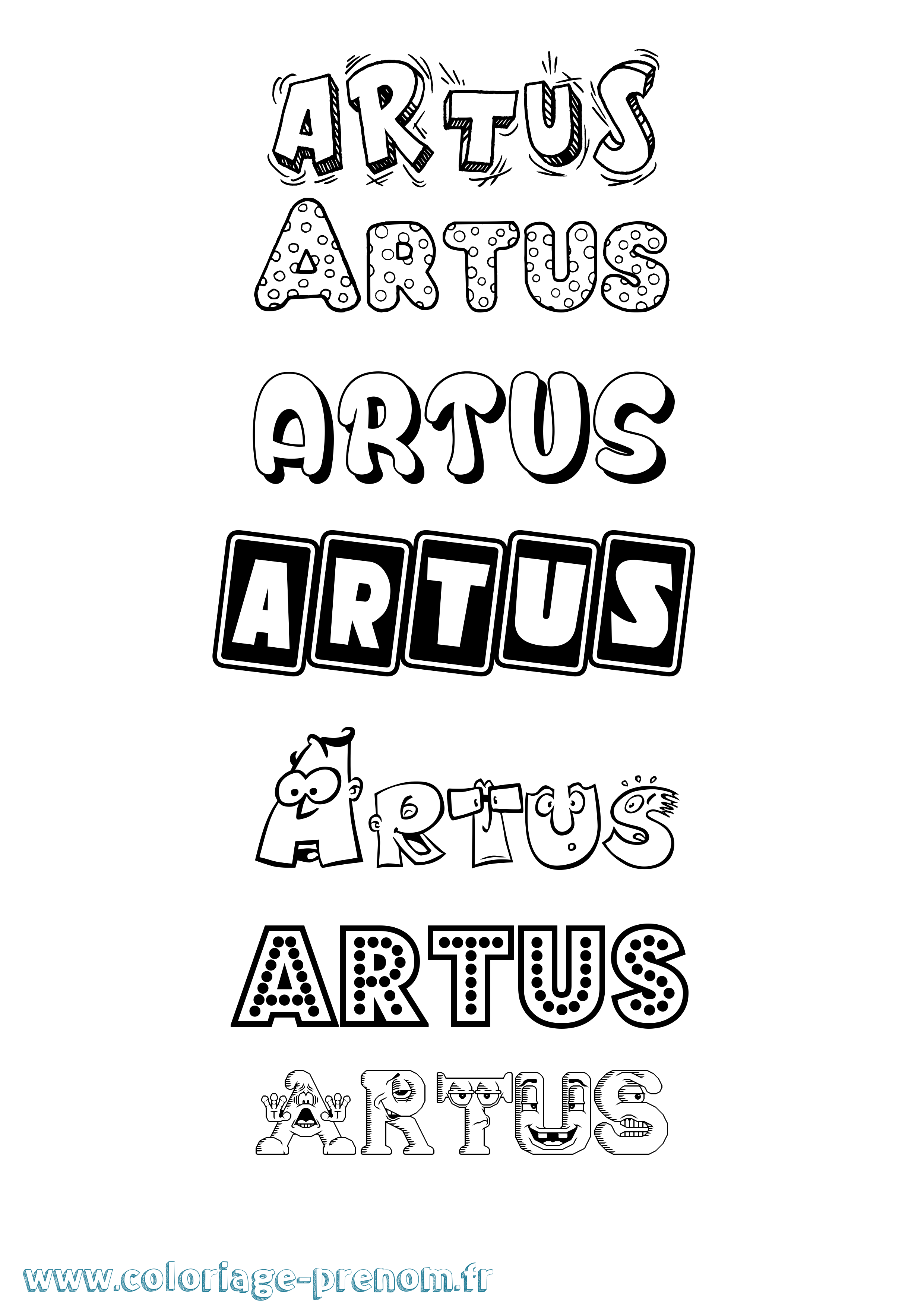 Coloriage prénom Artus Fun