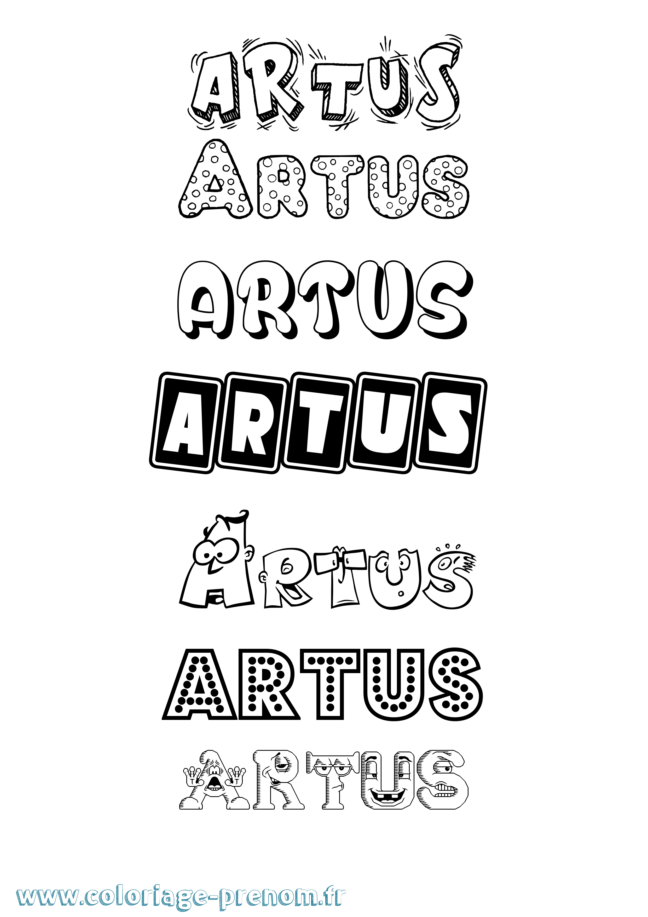 Coloriage Artus Coloriage prénom Artus