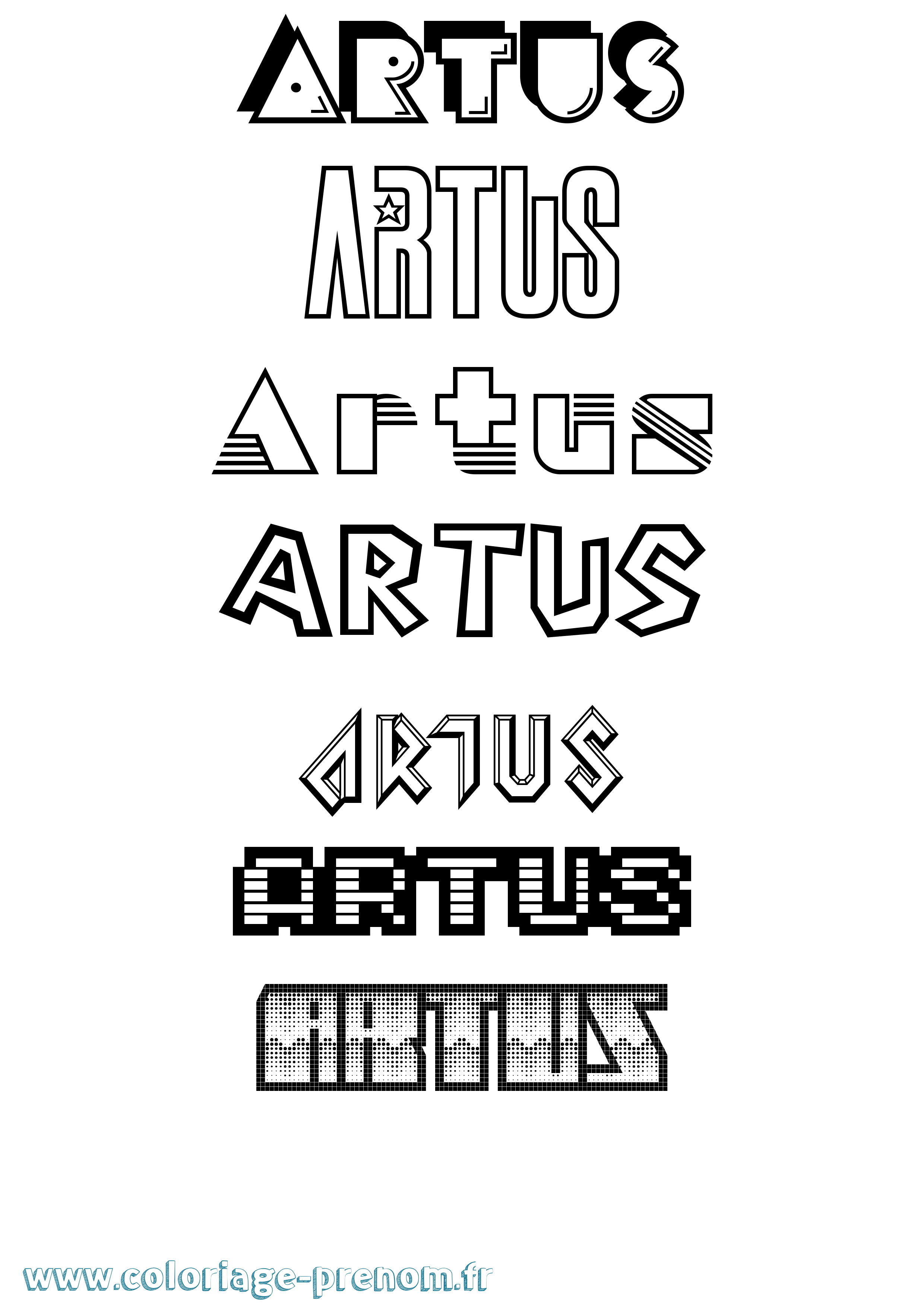 Coloriage prénom Artus