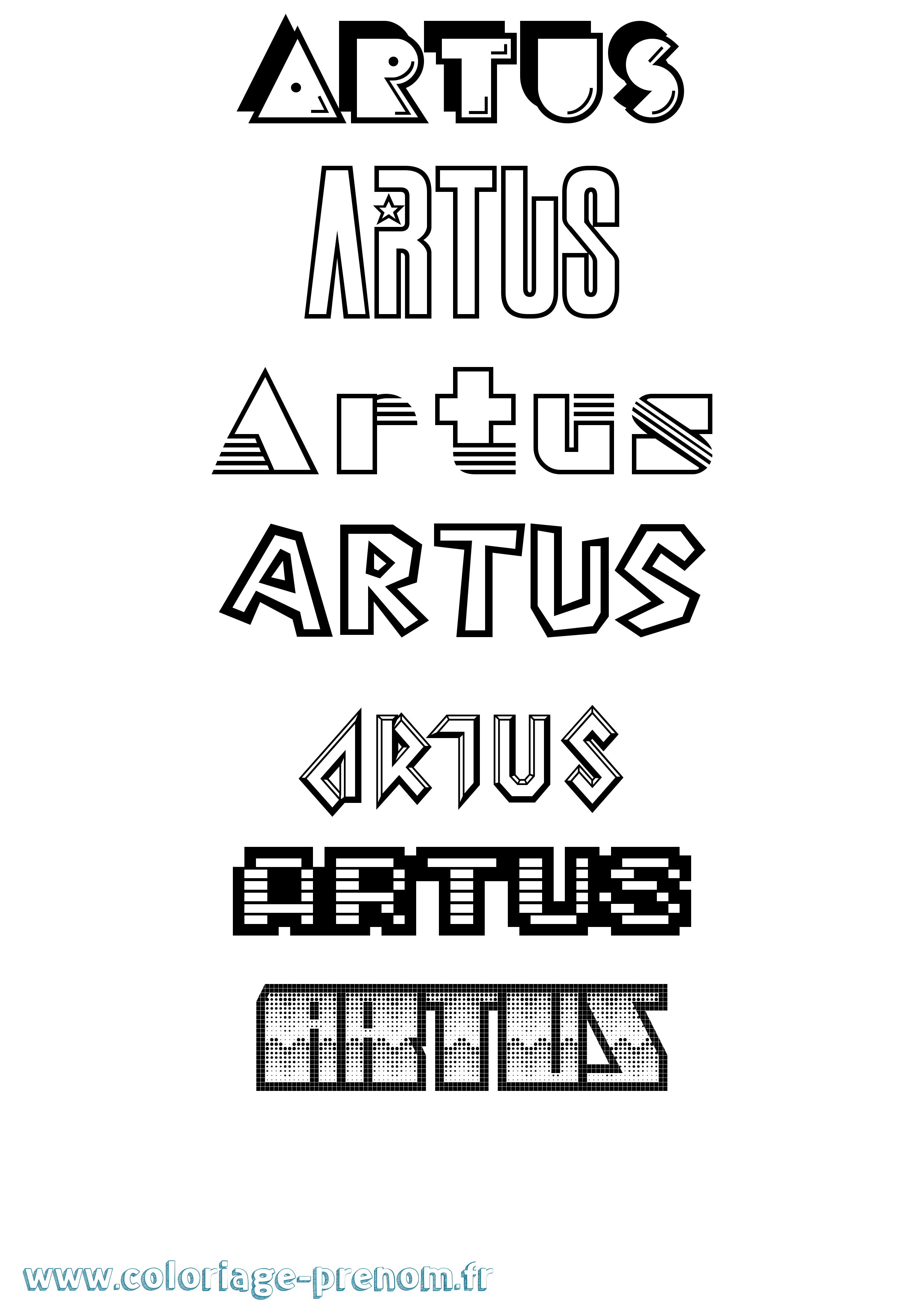 Coloriage Artus Coloriage prénom Artus