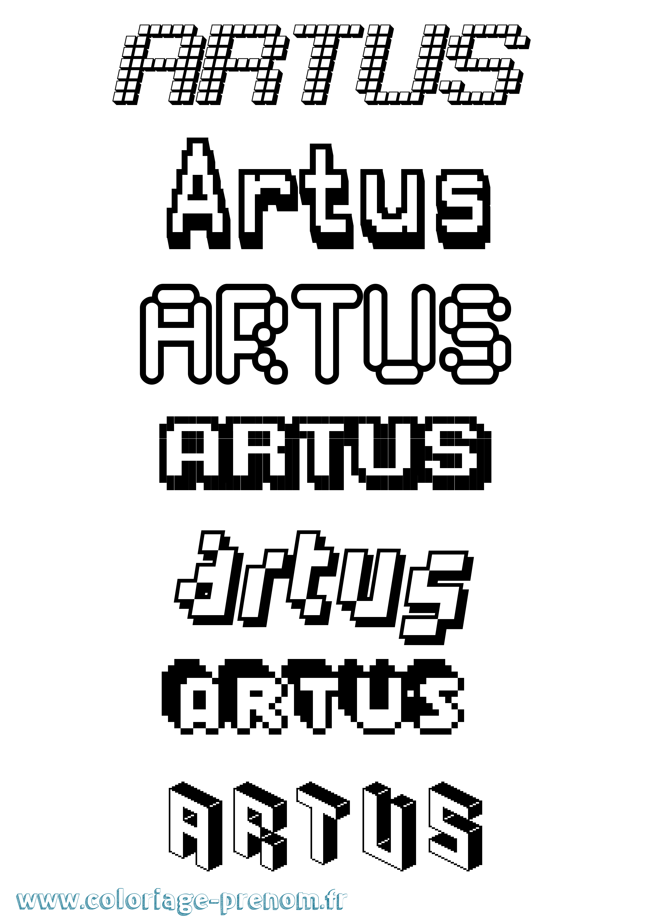 Coloriage prénom Artus Pixel