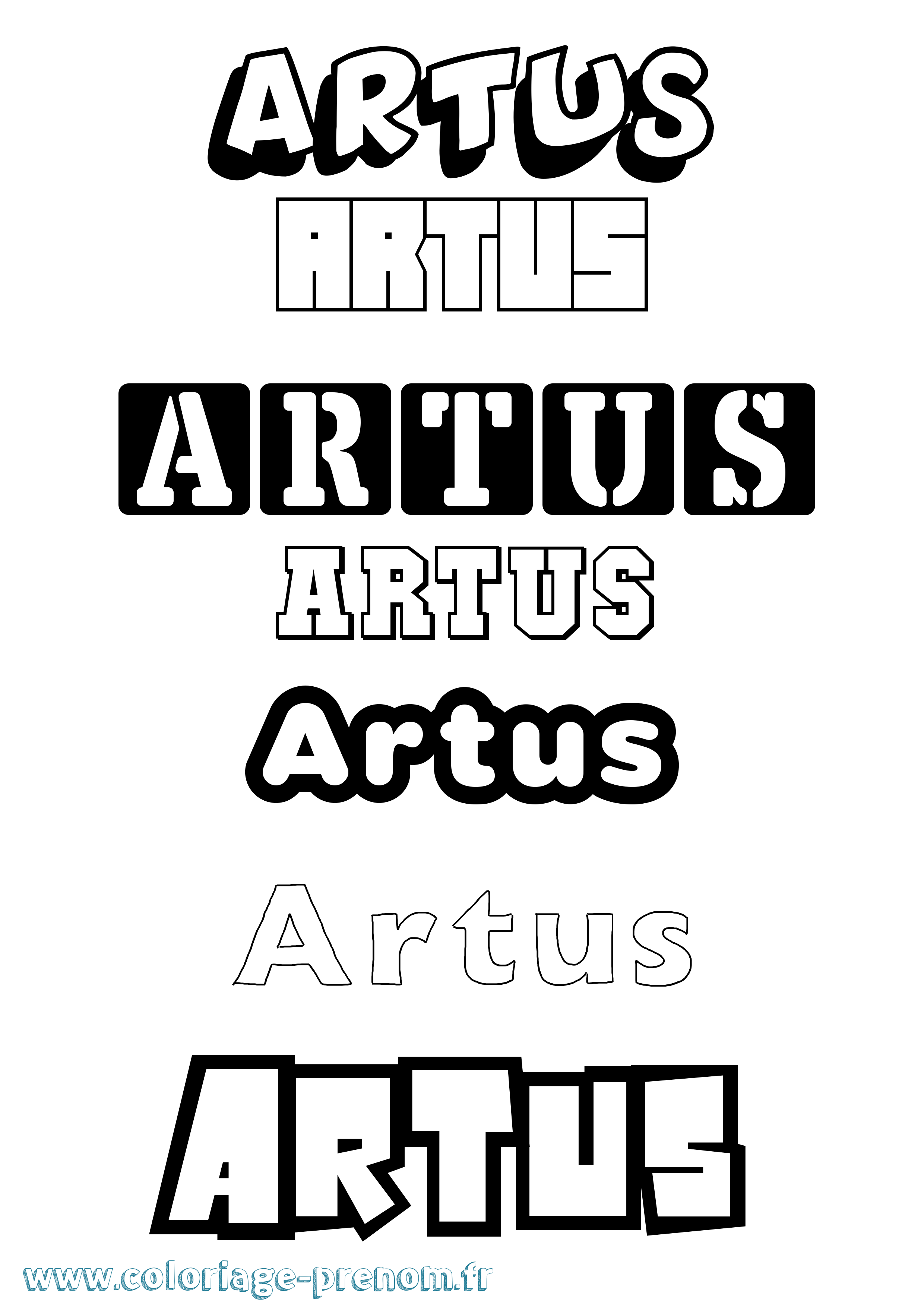 Coloriage Artus Coloriage prénom Artus