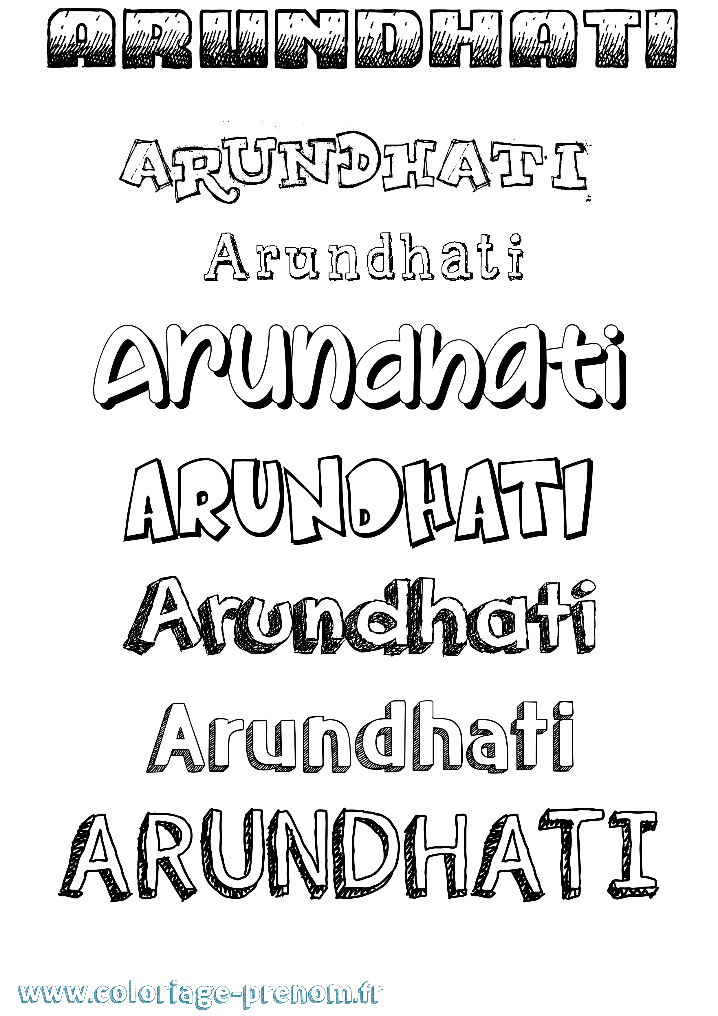 Coloriage prénom Arundhati Dessiné