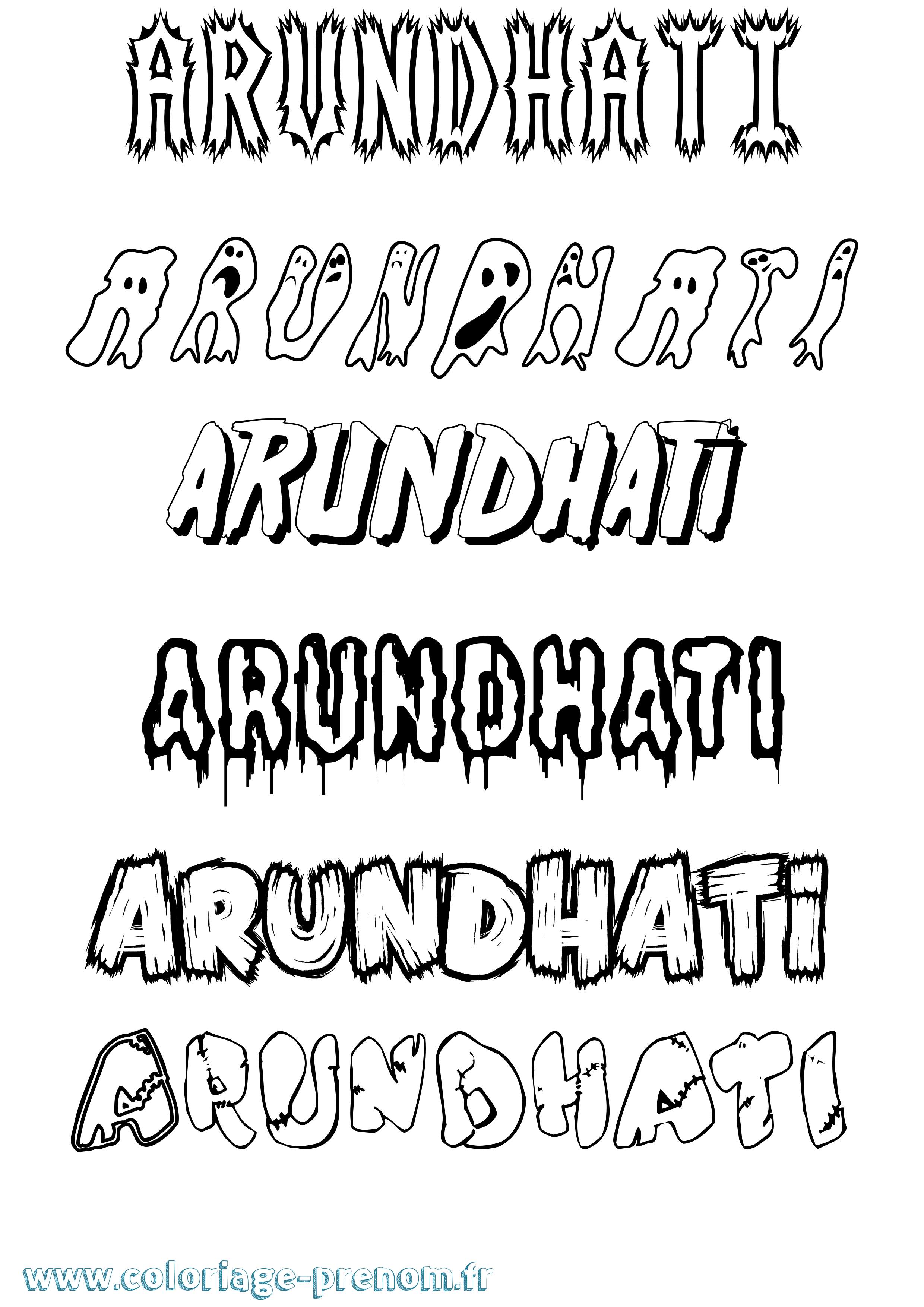 Coloriage prénom Arundhati Frisson