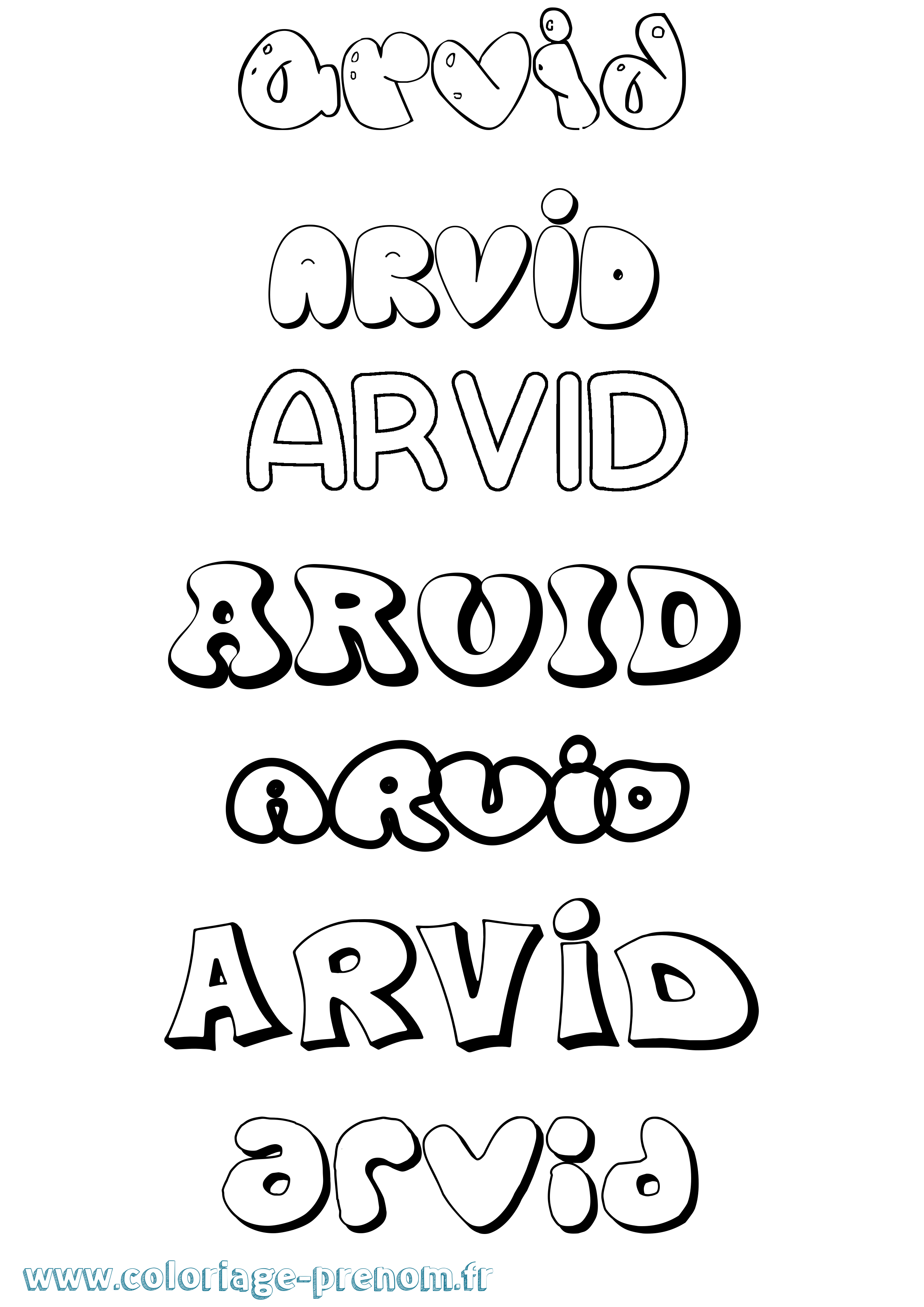 Coloriage Arvid Bubble Coloriage prénom Arvid Bubble
