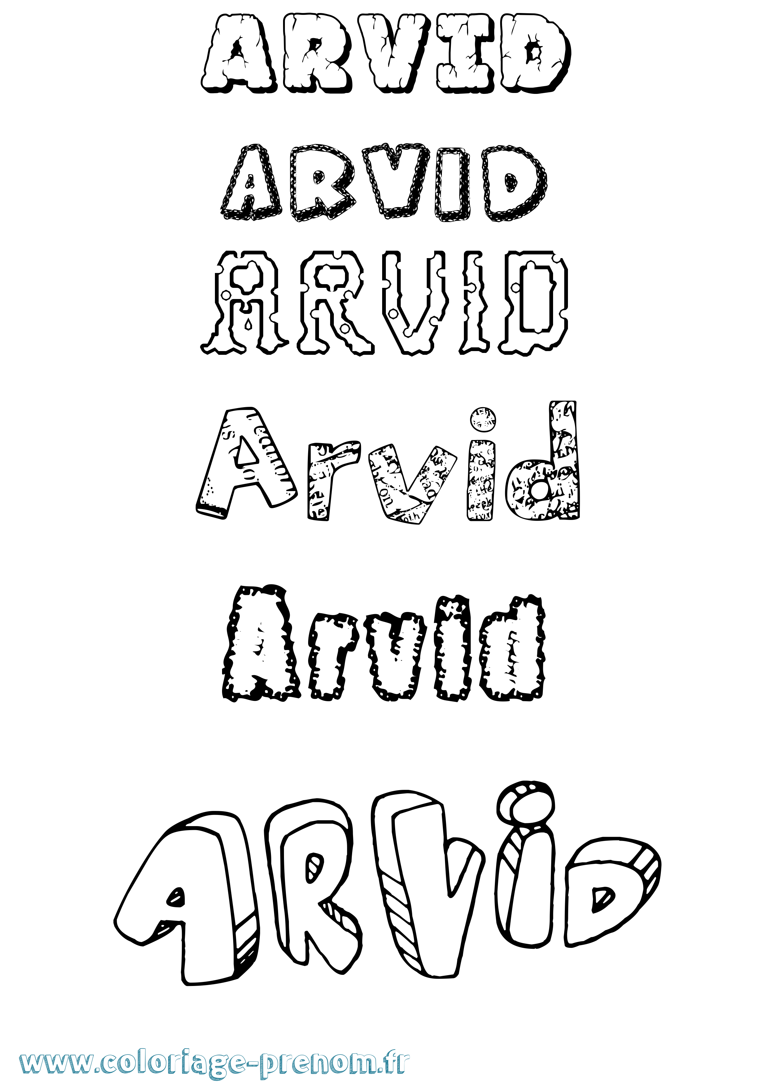 Coloriage Arvid Destructuré Coloriage prénom Arvid Destructuré