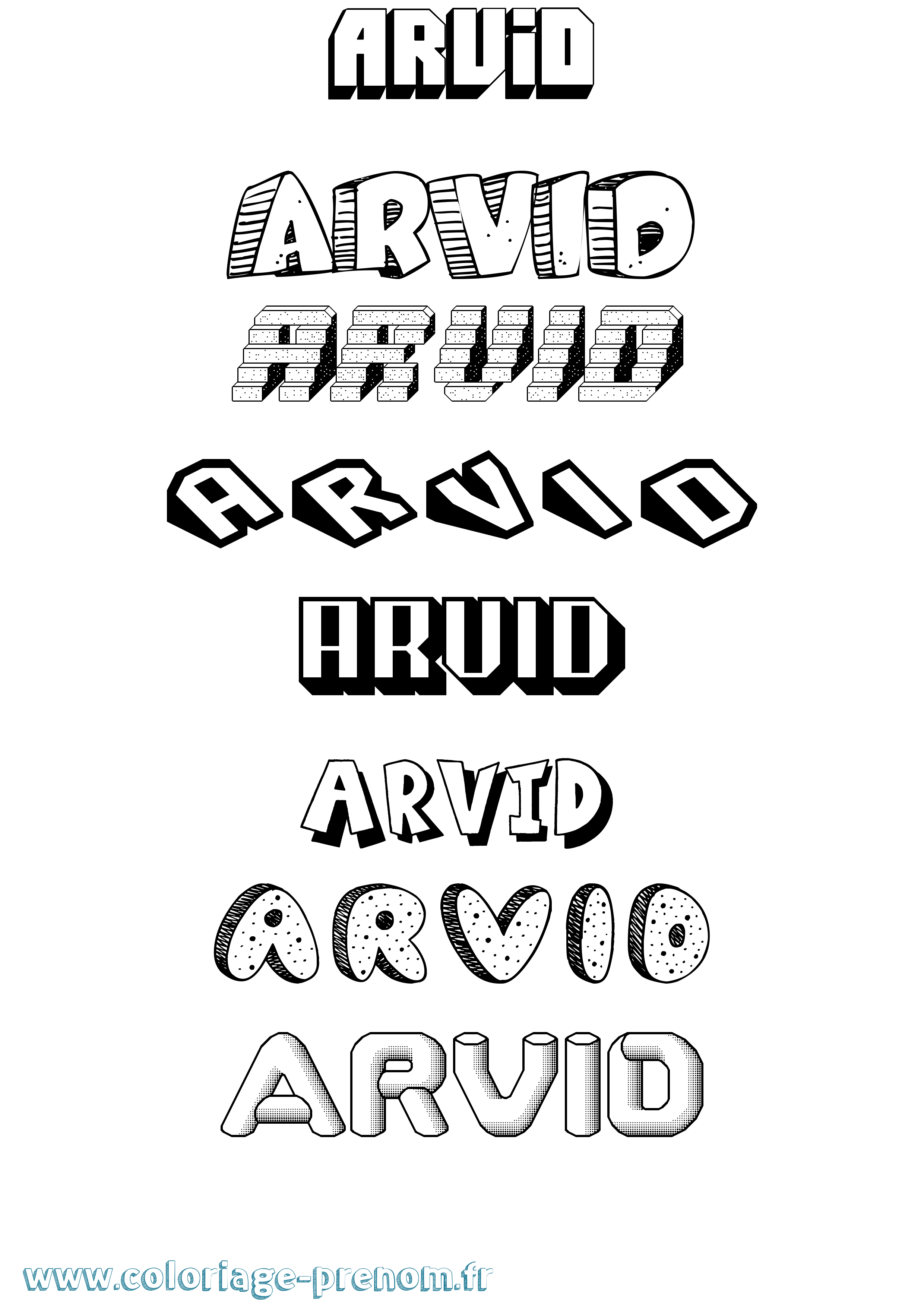 Coloriage Arvid Effet 3D Coloriage prénom Arvid Effet 3D