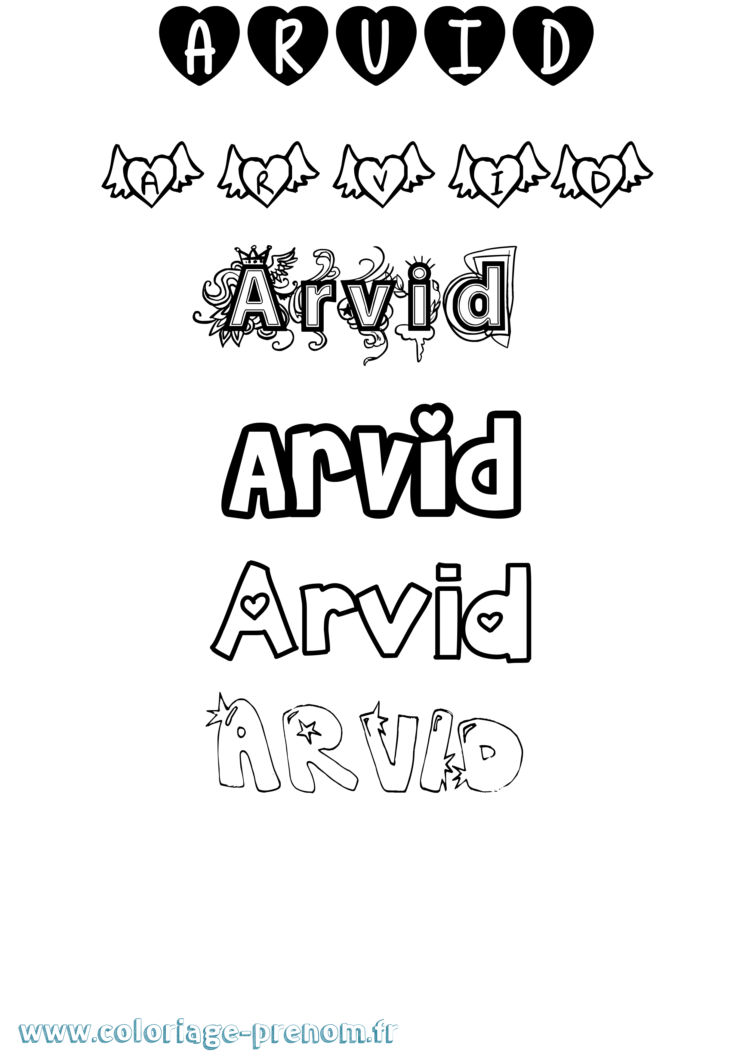 Coloriage Arvid Girly Coloriage prénom Arvid Girly