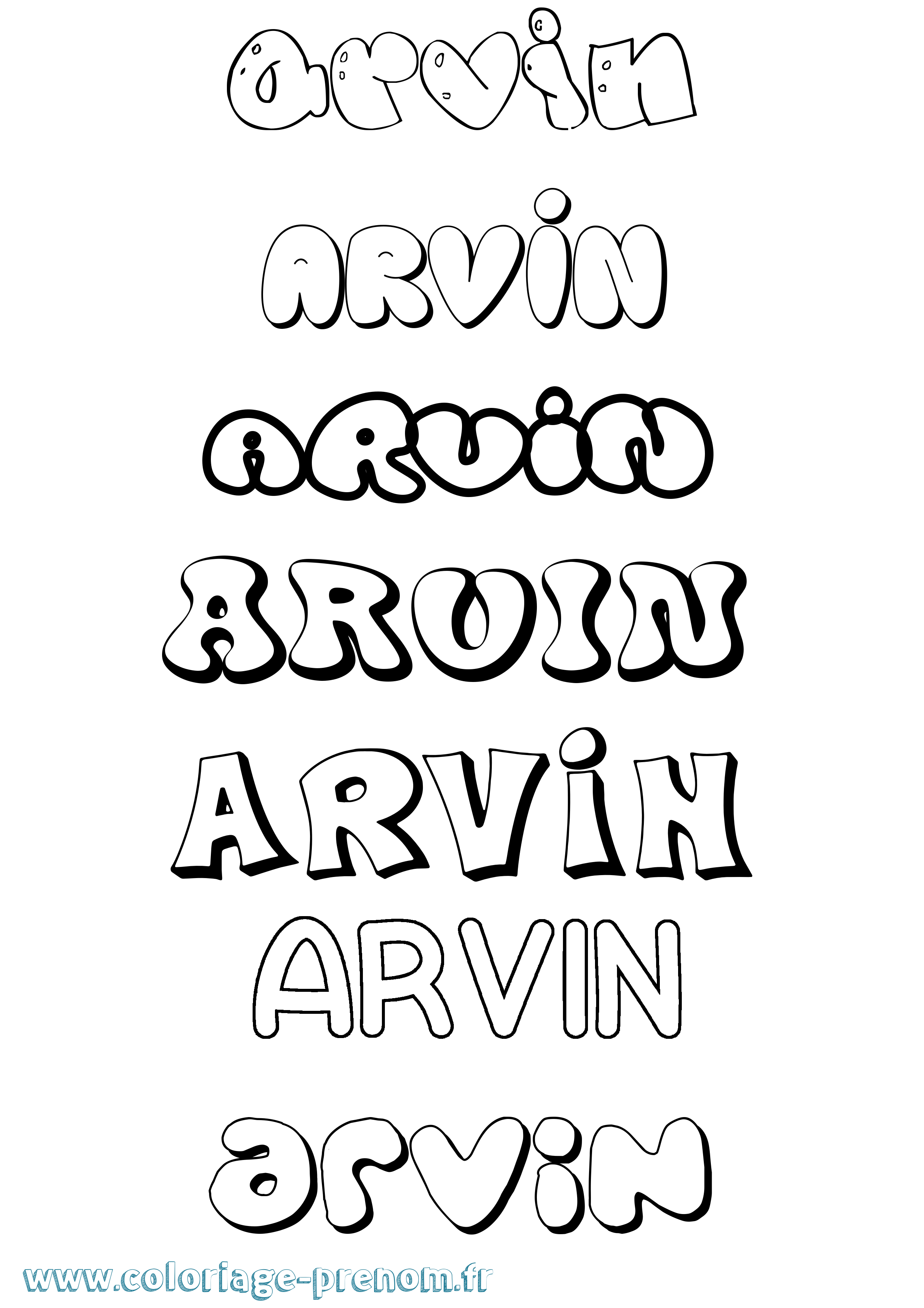 Coloriage Arvin Bubble Coloriage prénom Arvin Bubble