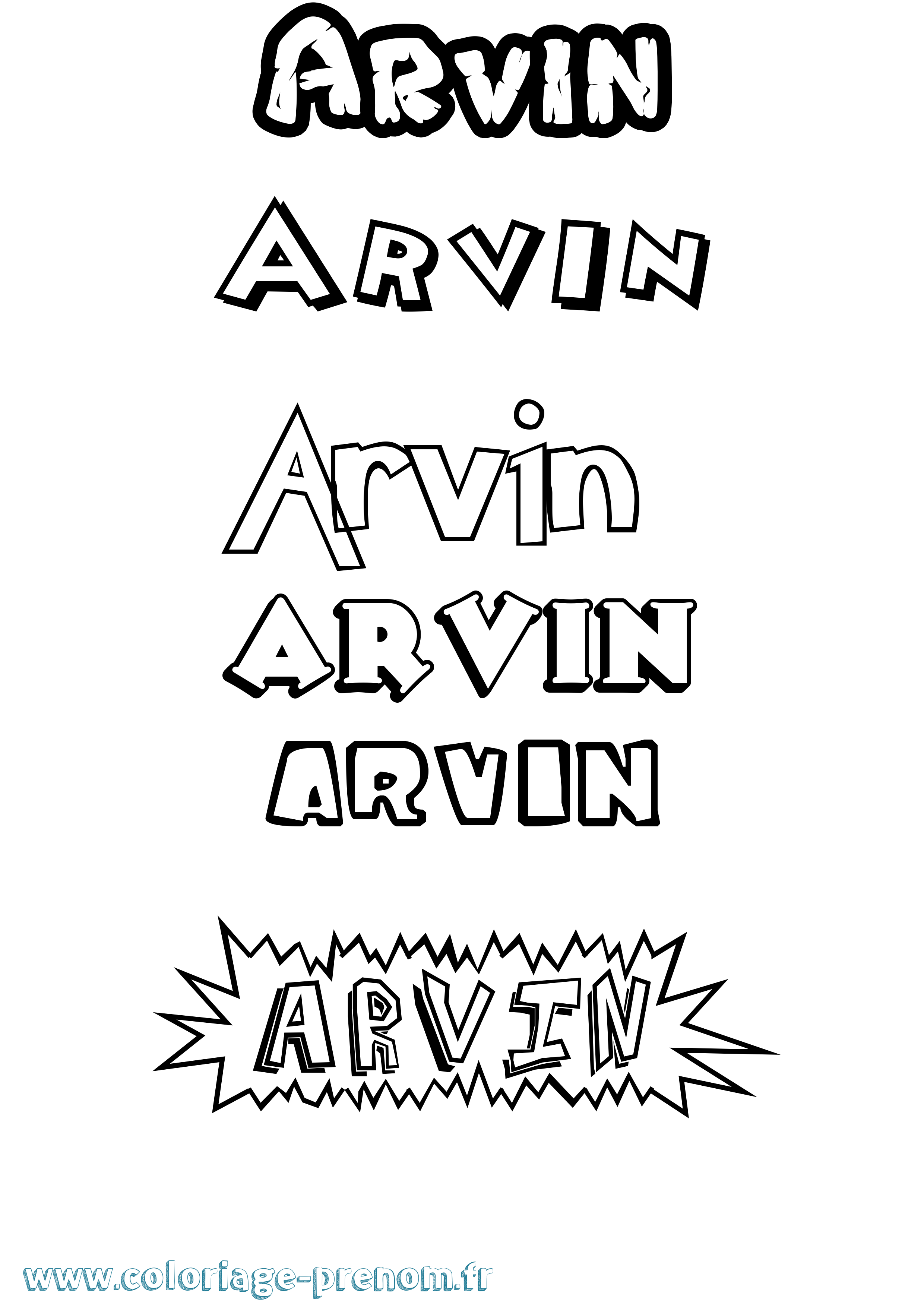 Coloriage Arvin Dessin Animé Coloriage prénom Arvin Dessin Animé