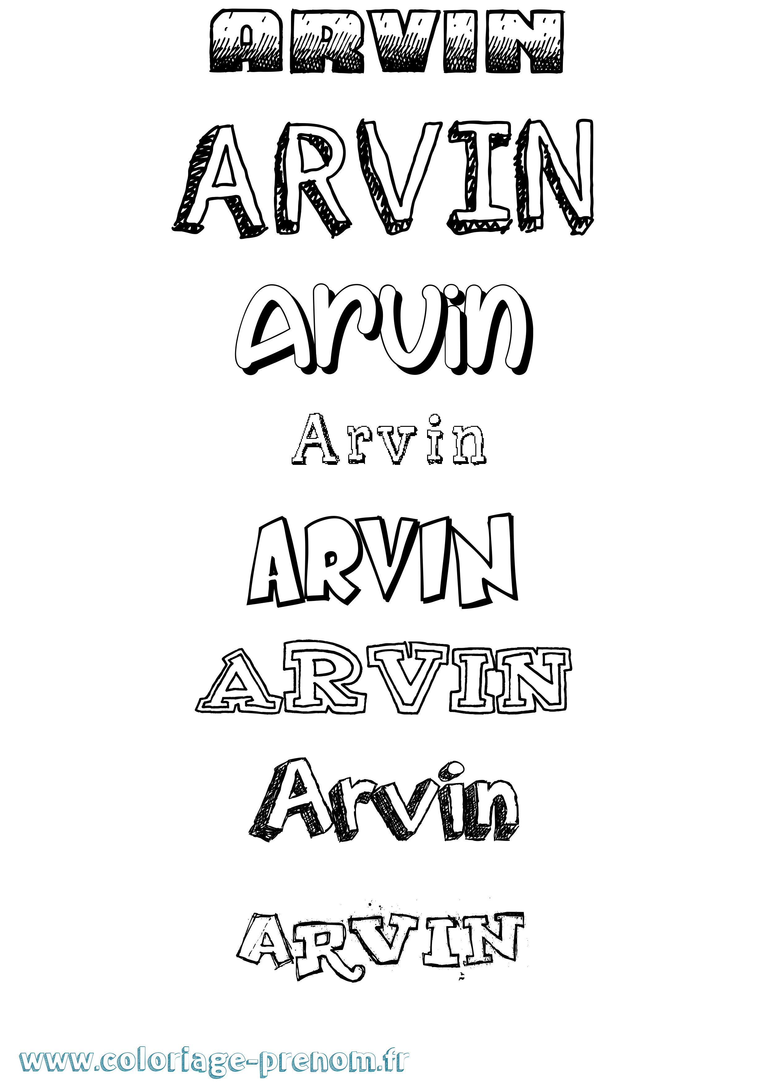 Coloriage prénom Arvin Dessiné